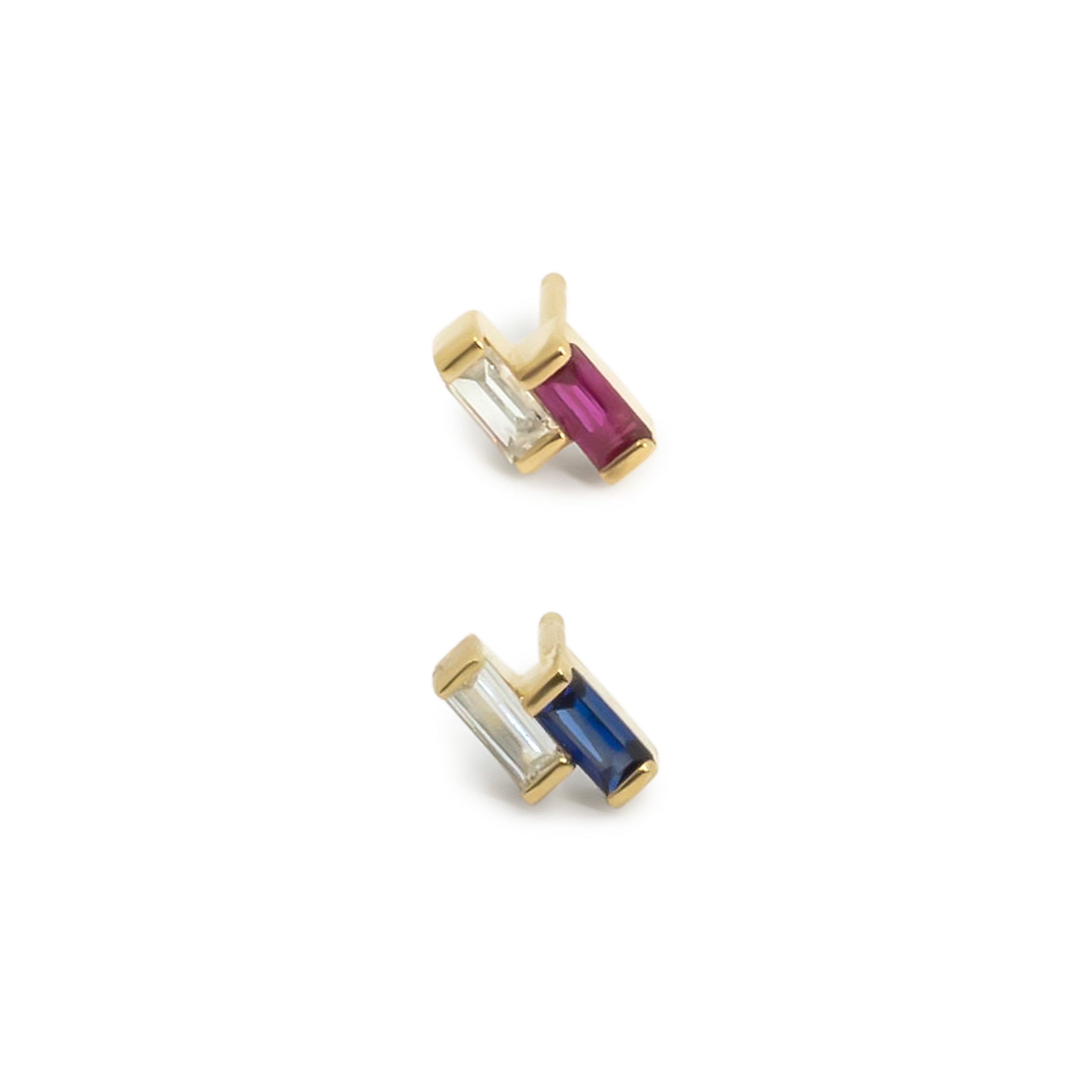 Counterbalance Stud Earring - 14K Yellow Gold Pair / Sapphire