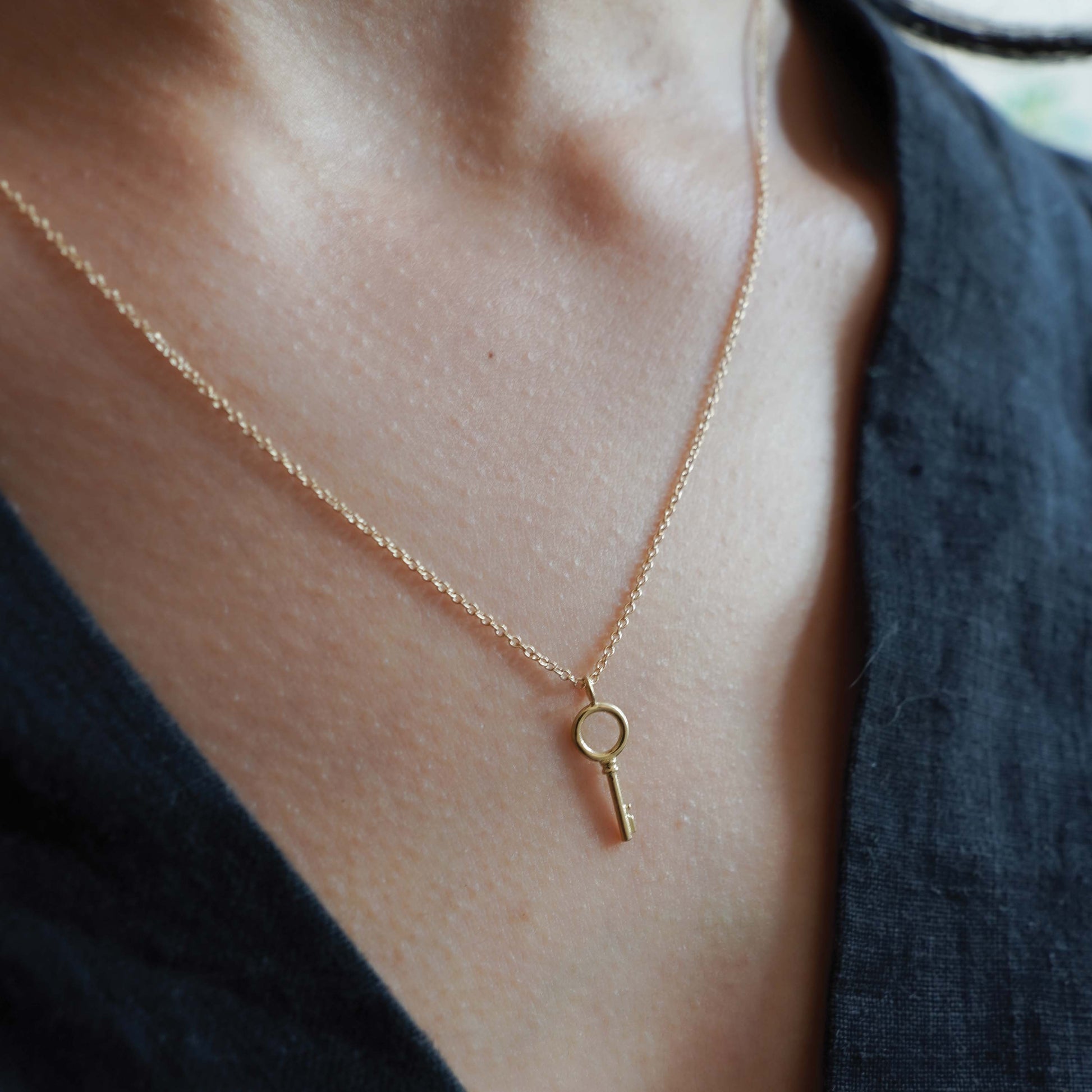 Circle Key Necklace - 14k Yellow Gold - Futaba Hayashi