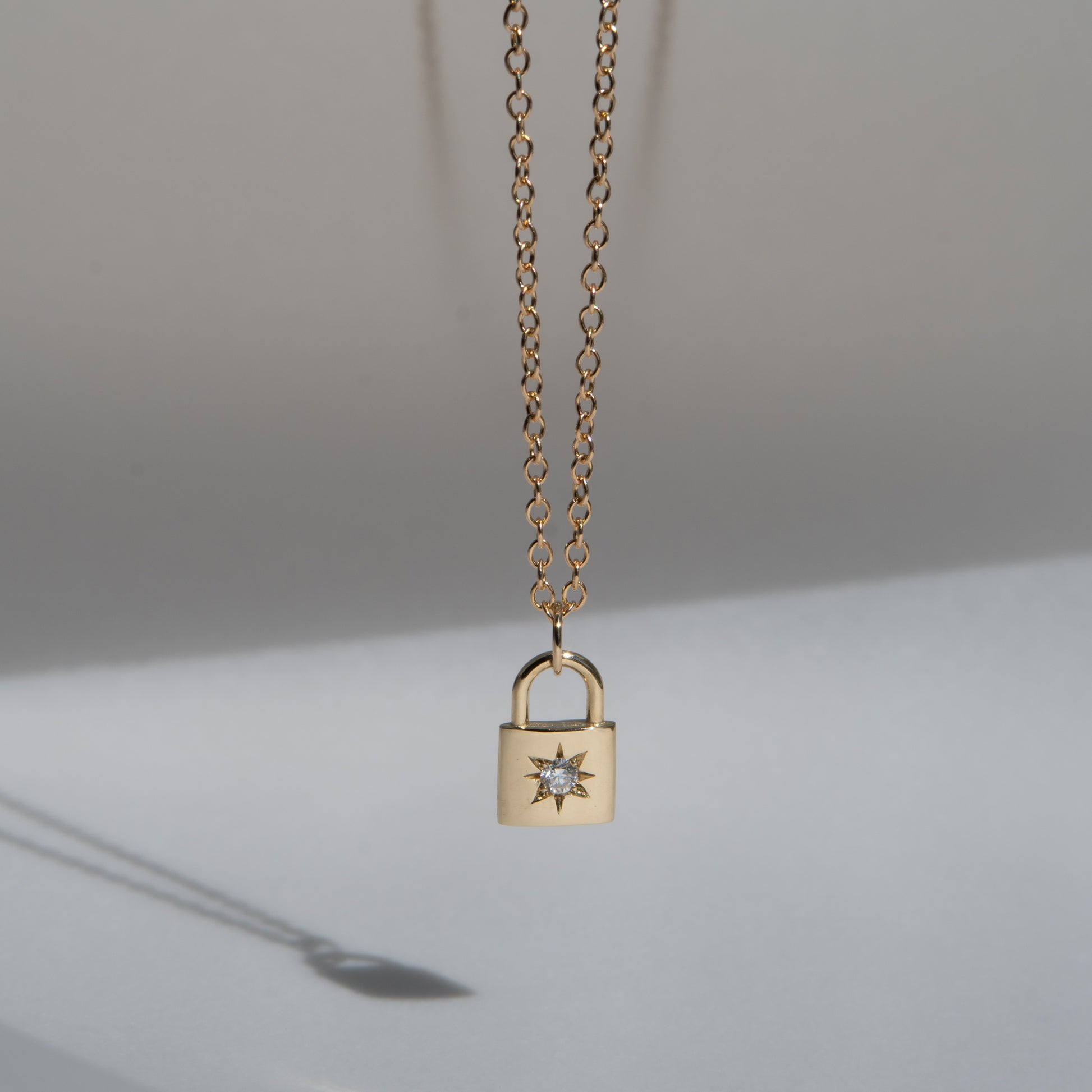 Diamond Padlock Necklace - 14k Yellow Gold - Futaba Hayashi