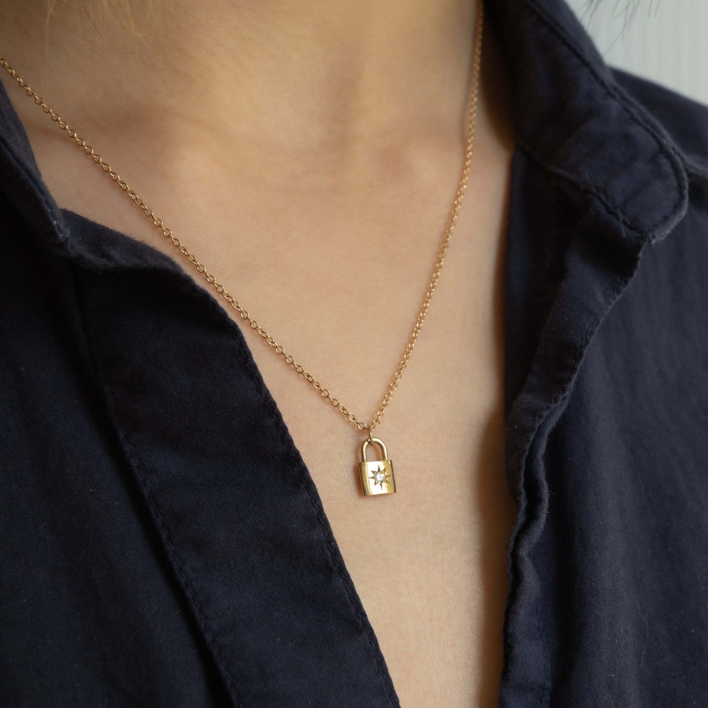 North Star Padlock Necklace - 14k Yellow Gold - Futaba Hayashi