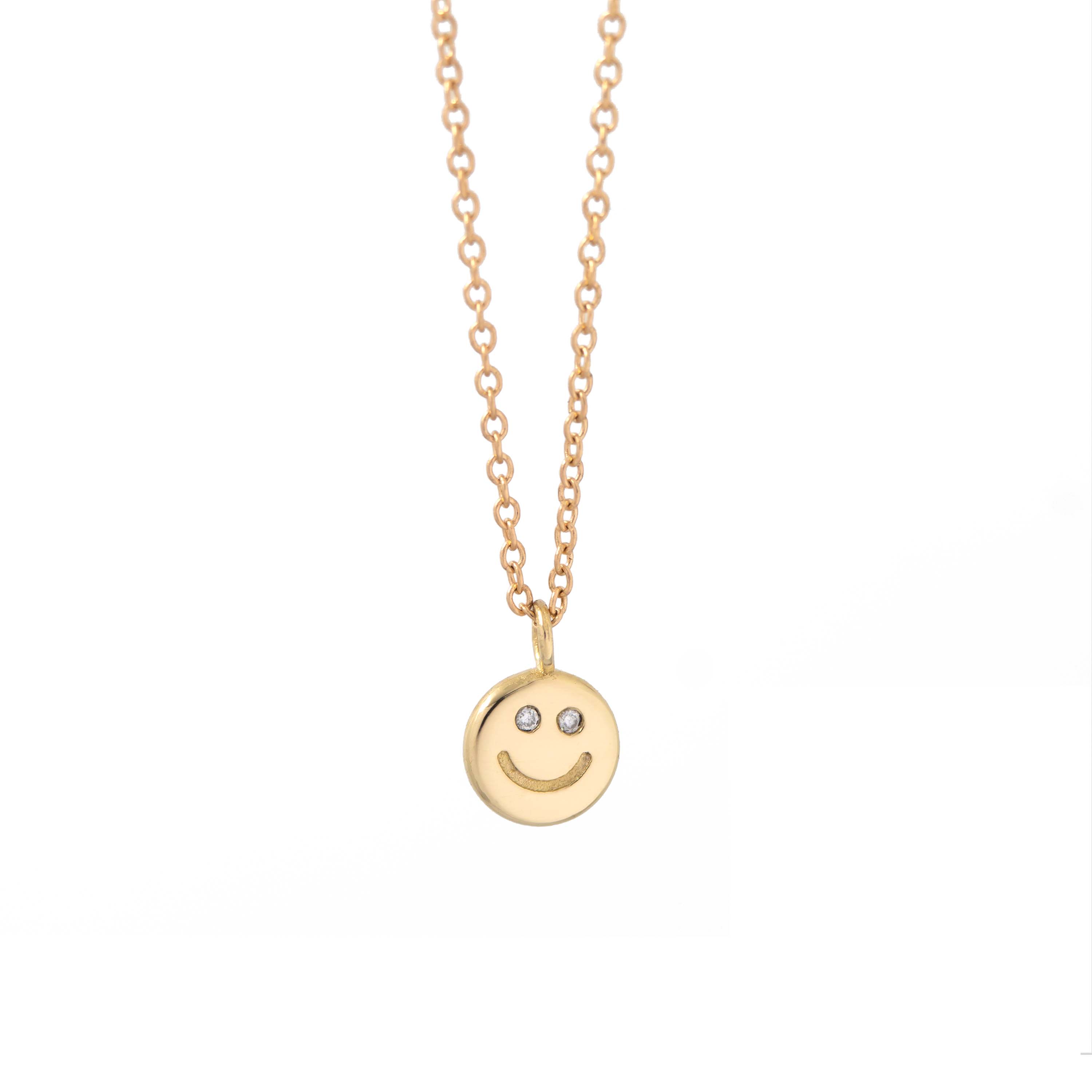 Happy Face Necklace - 14k Yellow Gold