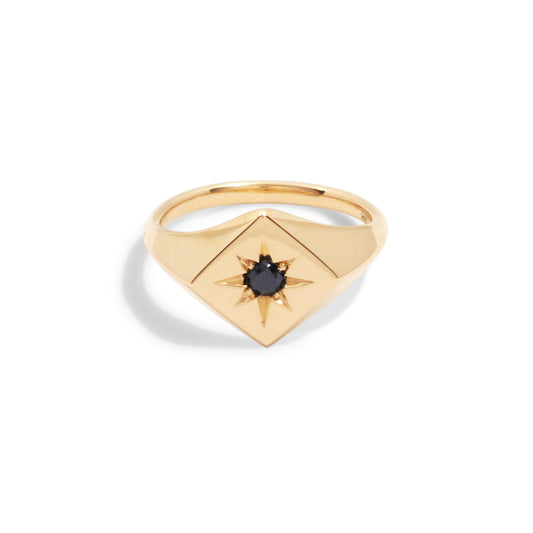 North Star Signet Ring with Black Diamond - Futaba Hayashi