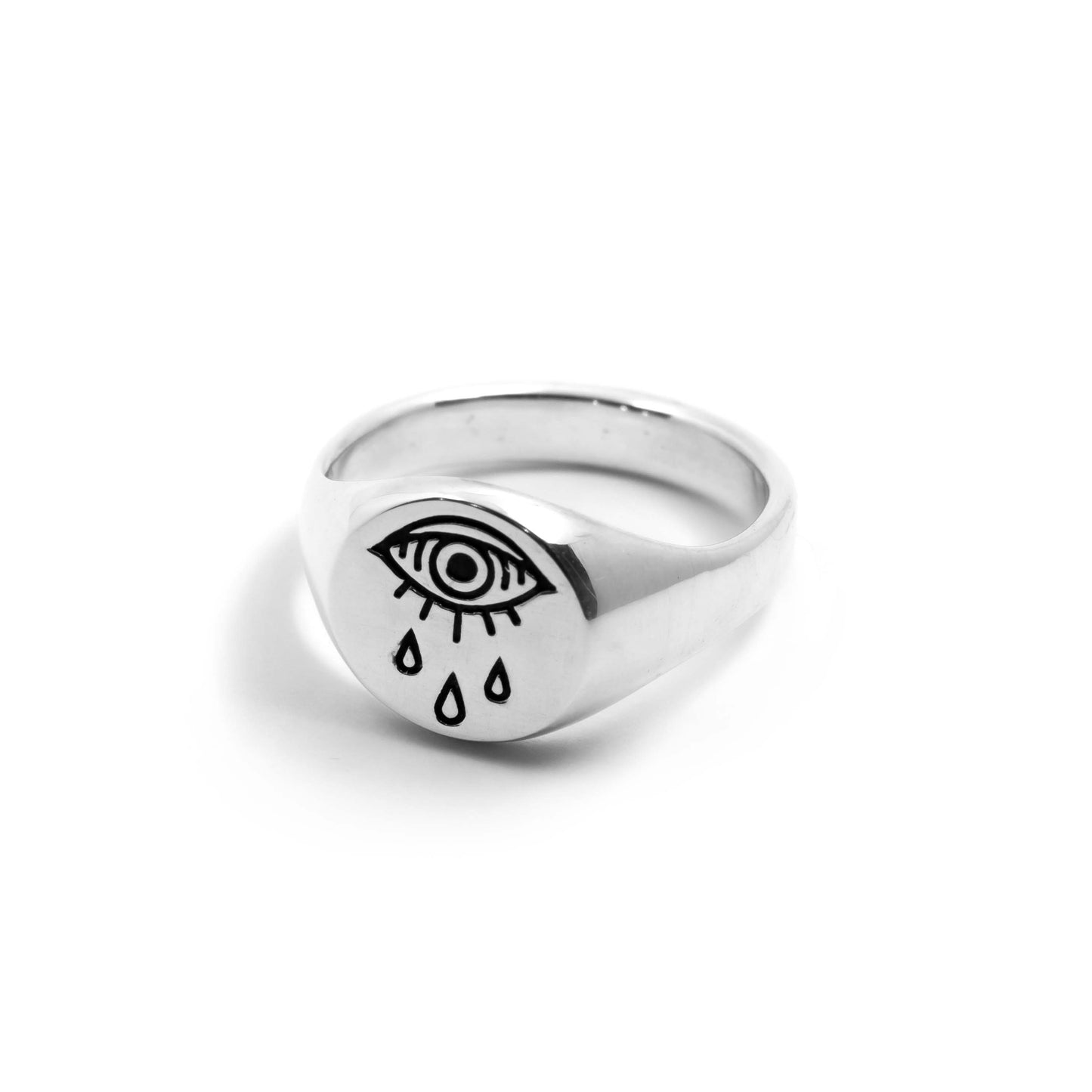 Evil Eye Teardrop Signet Ring in Sterling Silver - Futaba Hayashi