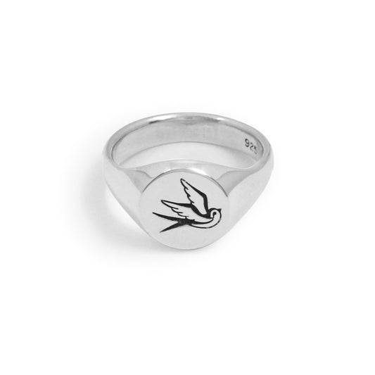 Swallow Signet Ring in Sterling Silver - Futaba Hayashi