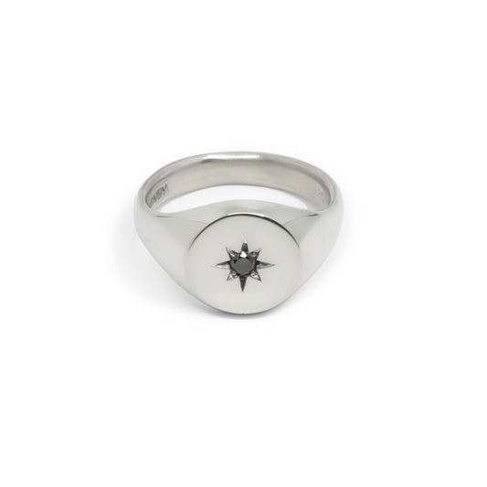 Round North Star Signet Ring - Sterling Silver - Futaba Hayashi
