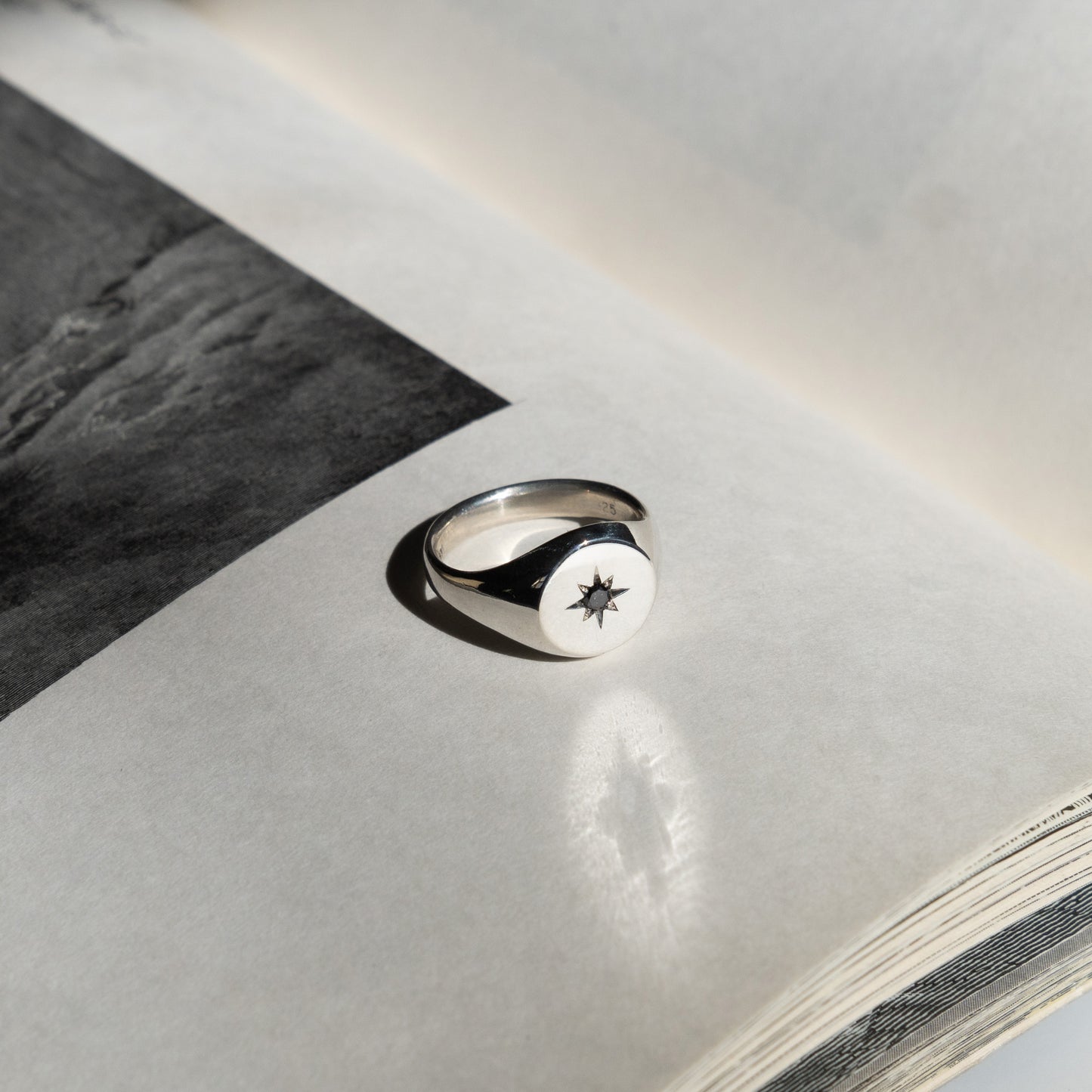 Round North Star Signet Ring - Sterling Silver - Futaba Hayashi