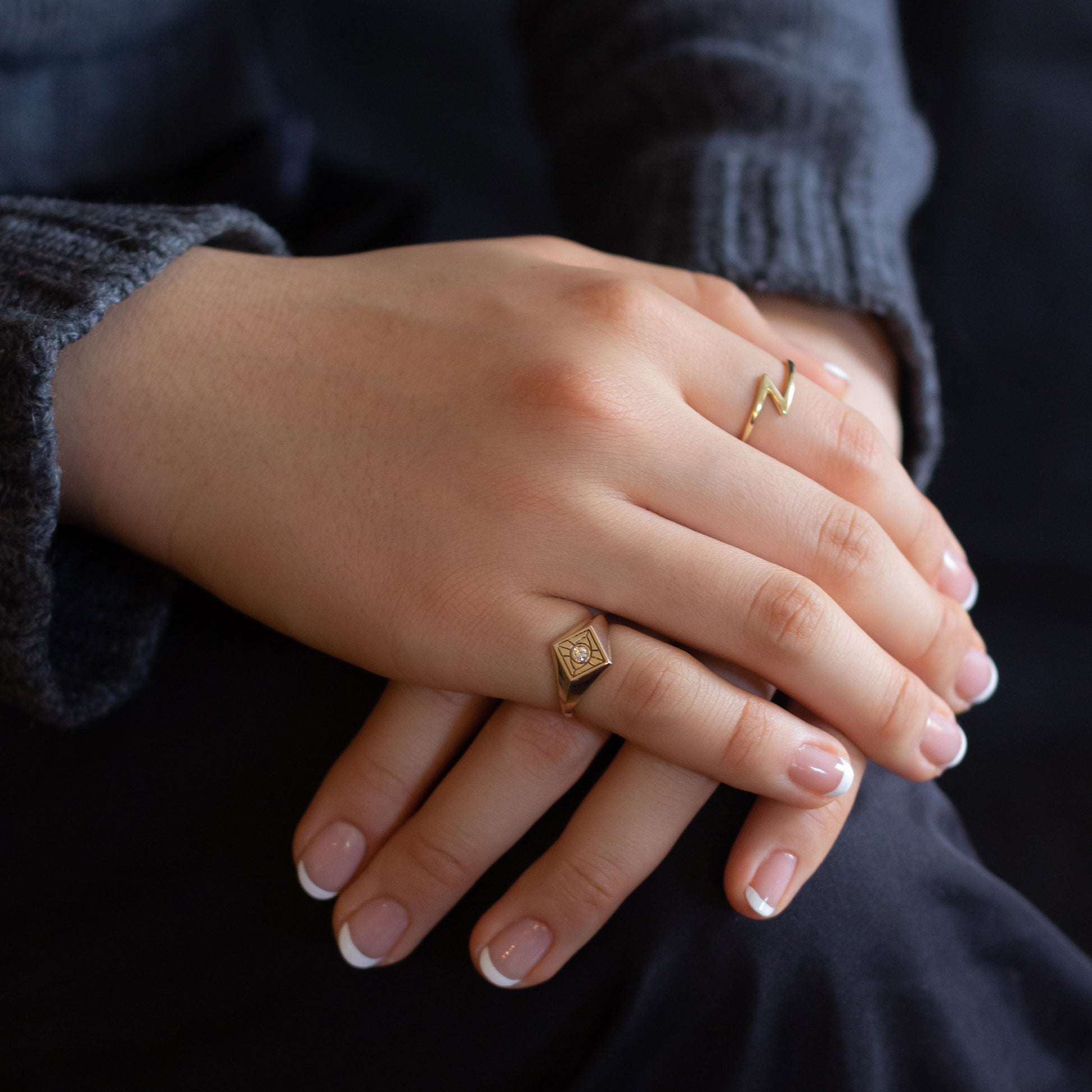 Vision Signet Ring with White Diamond - Futaba Hayashi