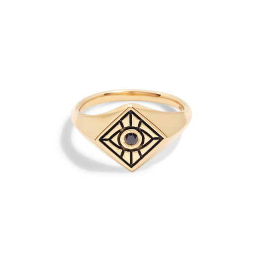 Vision Signet Ring with Black Diamond - Futaba Hayashi