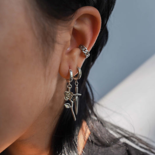 Rose Hoop Earring - Sterling Silver - Futaba Hayashi