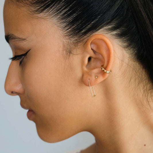 Debbie Ear Cuff Bold - Pyramid Spike Ear Cuff 14k Yellow Gold - Futaba Hayashi