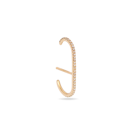 Minimalist Ear Cuff with Pavé Diamond - 14k Yellow Gold - Futaba Hayashi