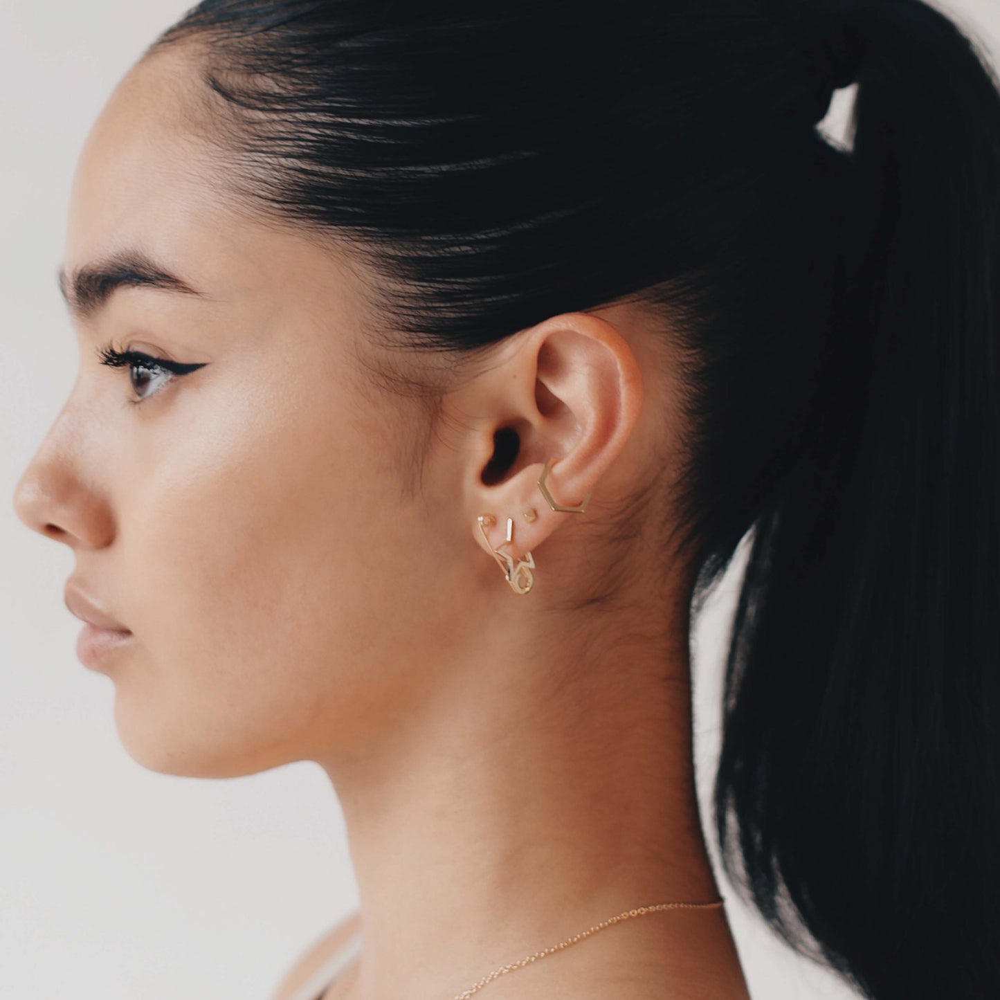 Gold Safety Pin Earring - Futaba Hayashi
