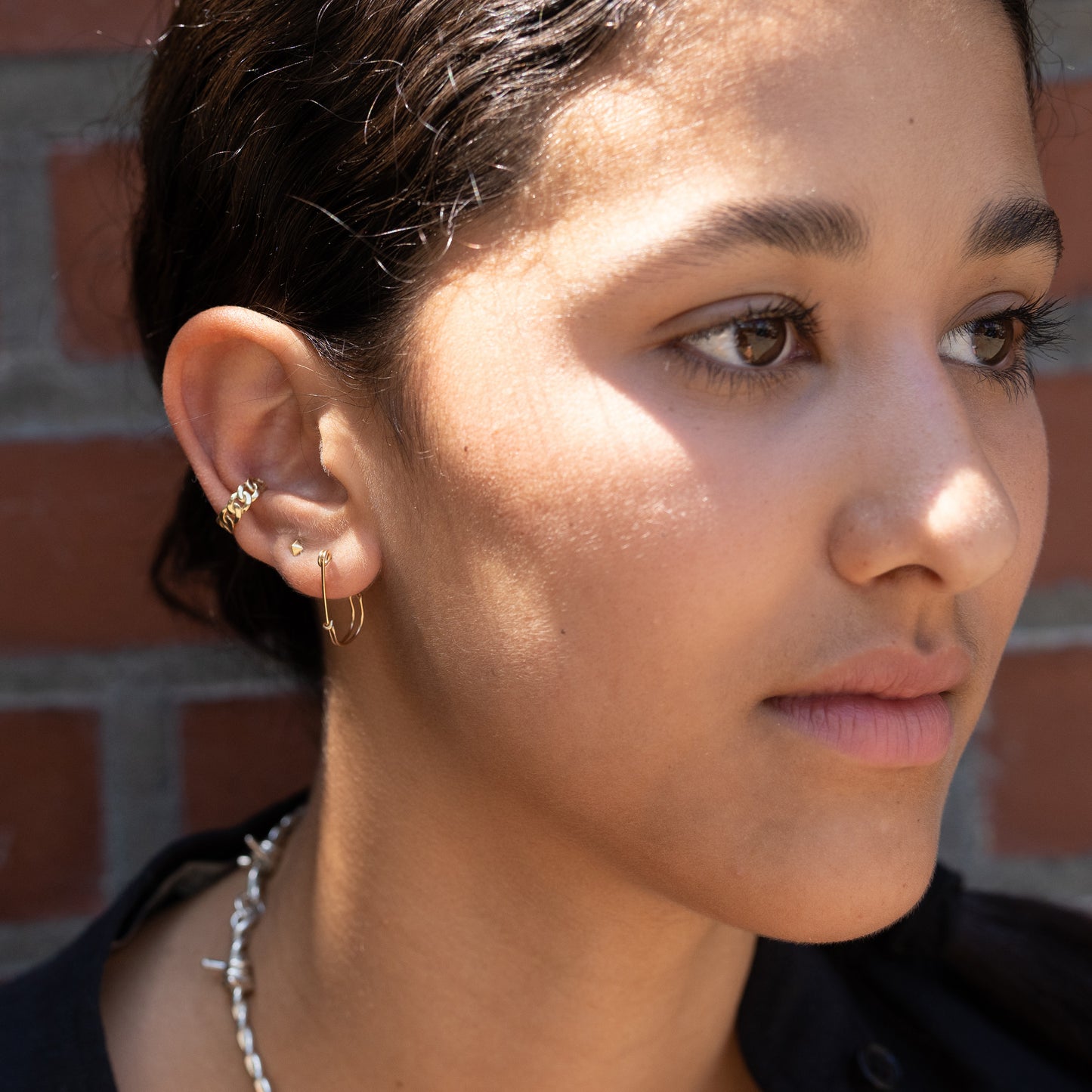 Wire Safety Pin Earring (Coiled) - Sterling Silver & Gold Filled - Futaba Hayashi