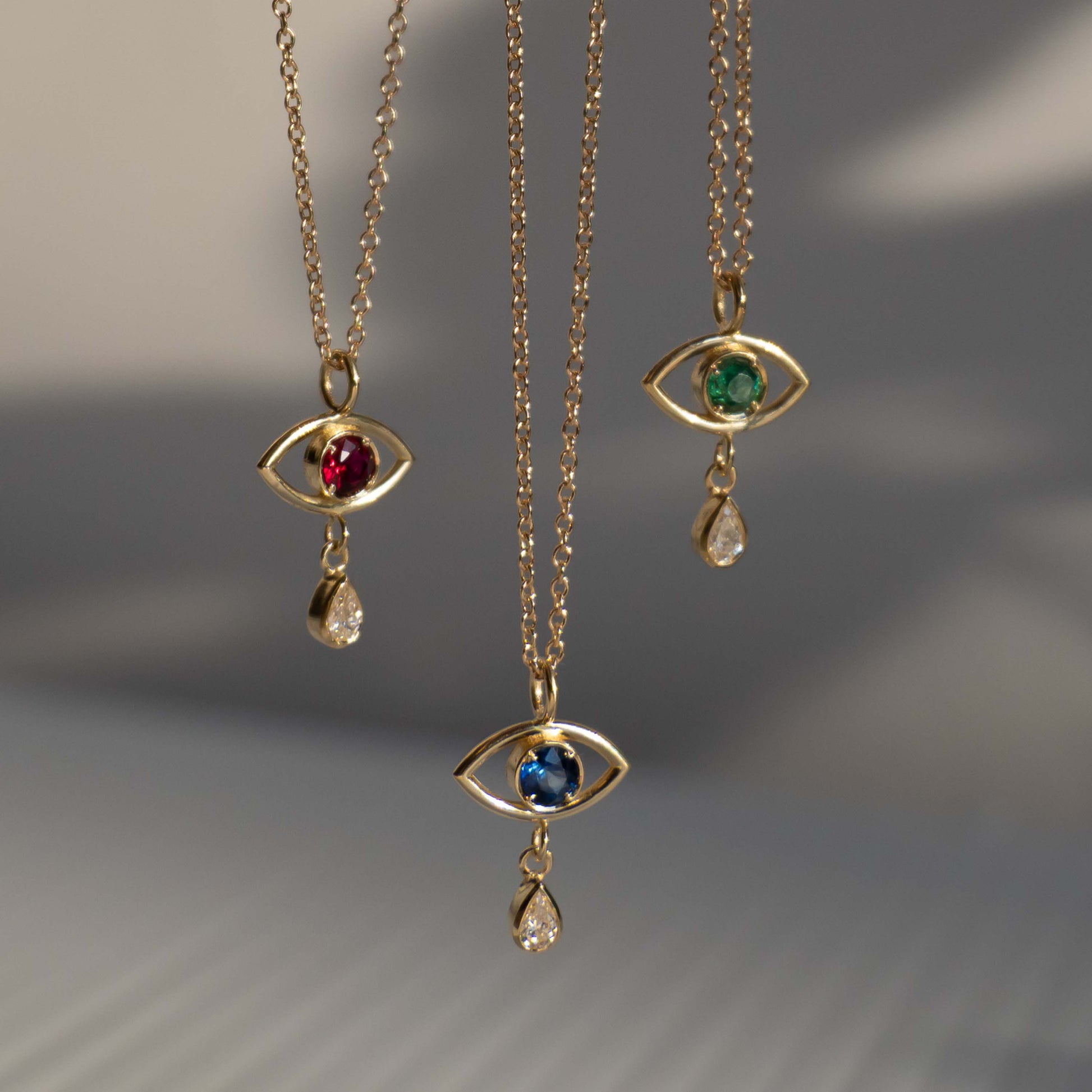 Evil Eye Teardrop Necklace - 14K Yellow Gold - Futaba Hayashi