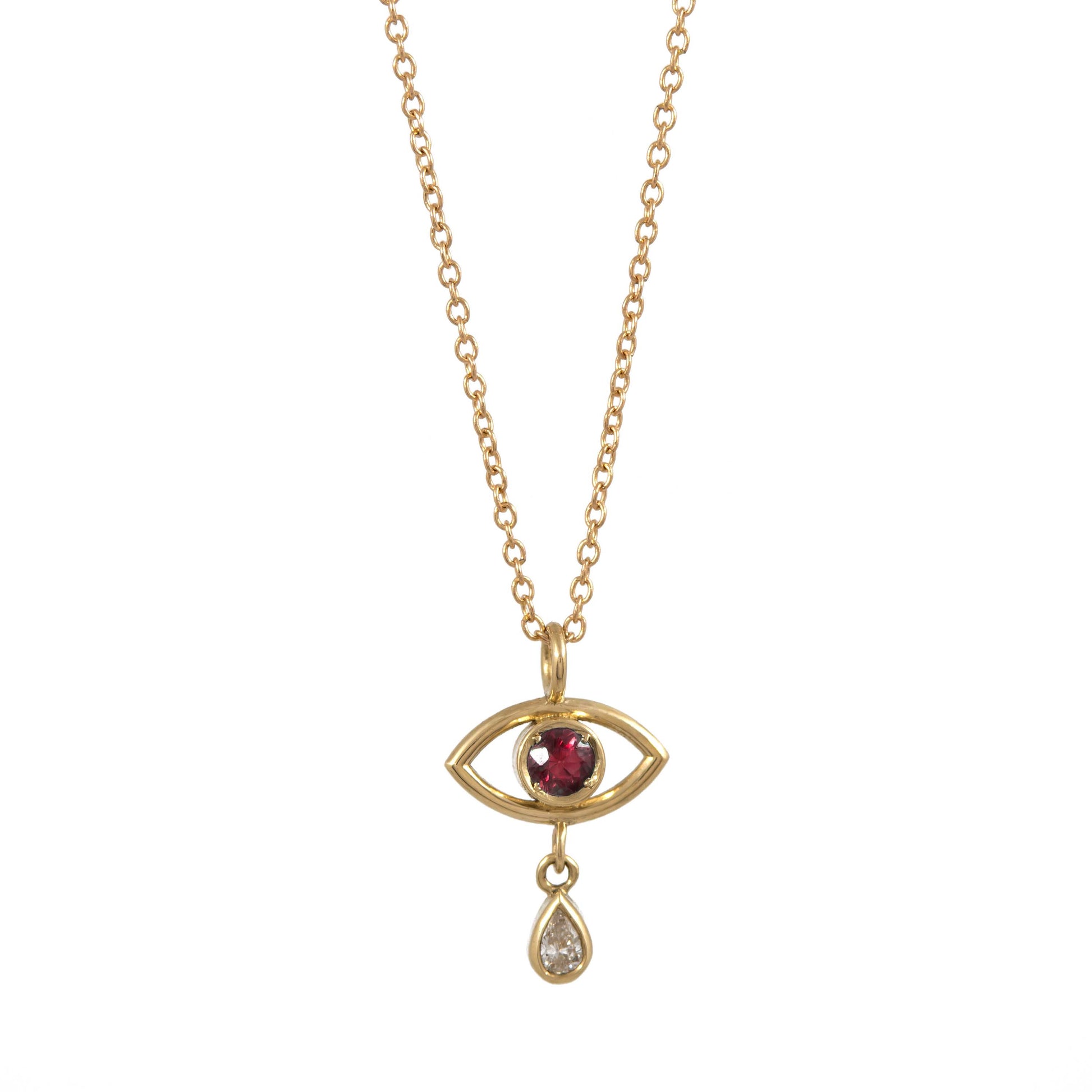 Evil Eye Teardrop Necklace - 14K Yellow Gold - Futaba Hayashi