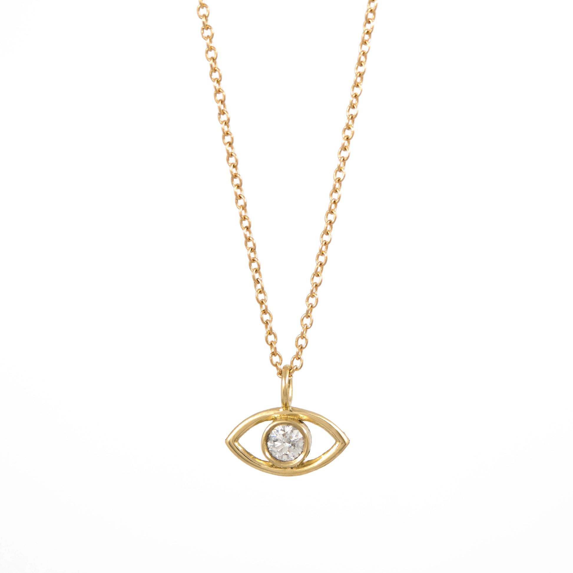 Evil Eye Diamond Necklace - 14K Yellow Gold - Futaba Hayashi