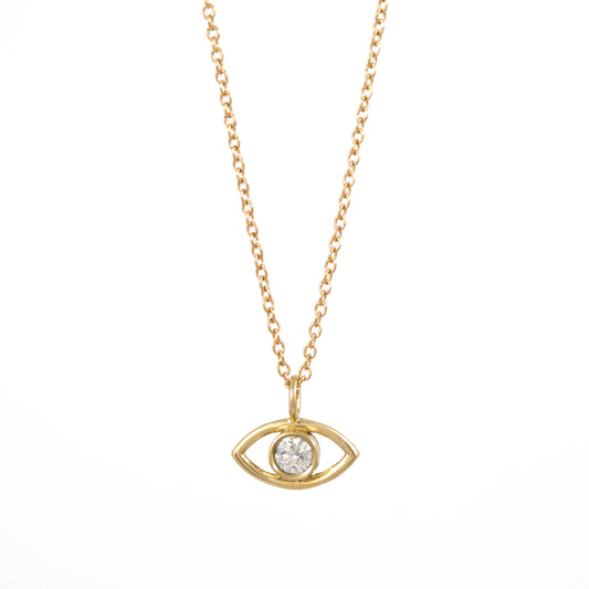 Evil Eye Diamond Necklace - 14K Yellow Gold - Futaba Hayashi