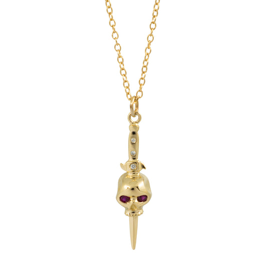 Skull Dagger Necklace- 14k Yellow Gold - Futaba Hayashi