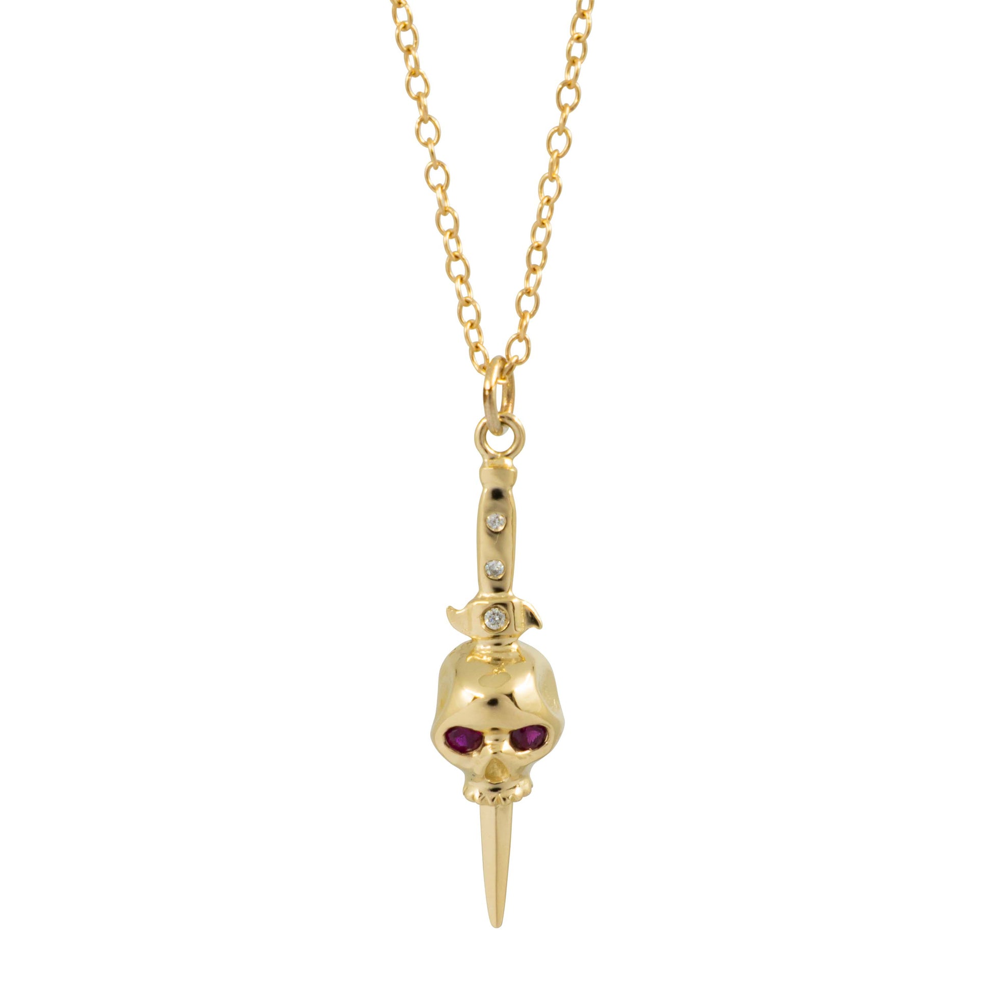 Skull Dagger Necklace- 14k Yellow Gold - Futaba Hayashi