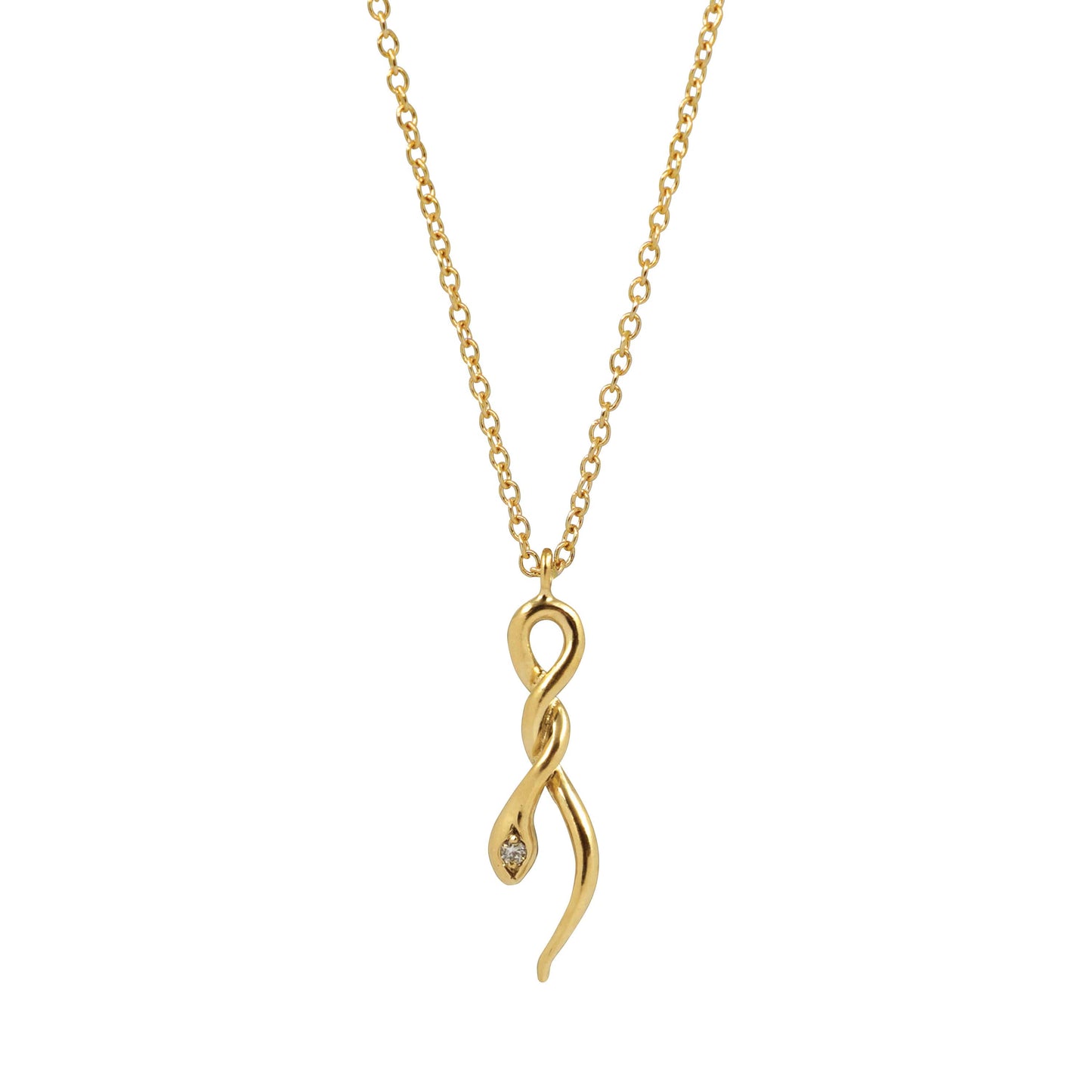 Snake Necklace with Diamond - 14k Yellow Gold - Futaba Hayashi