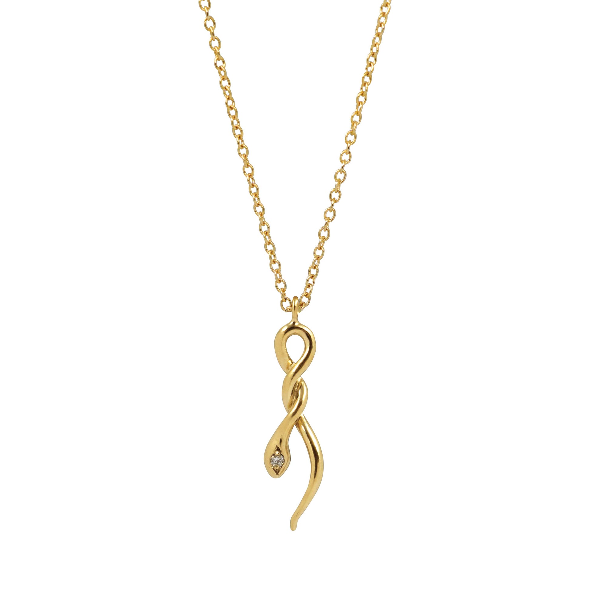 Snake Necklace with Diamond - 14k Yellow Gold - Futaba Hayashi