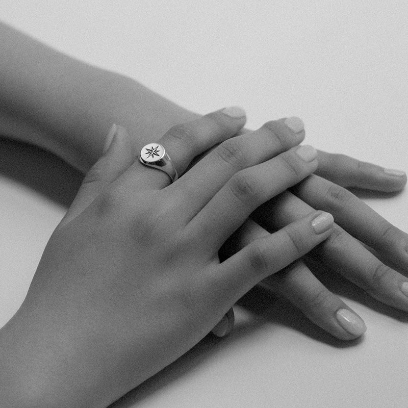 Compass Signet Ring in Sterling Silver - Futaba Hayashi