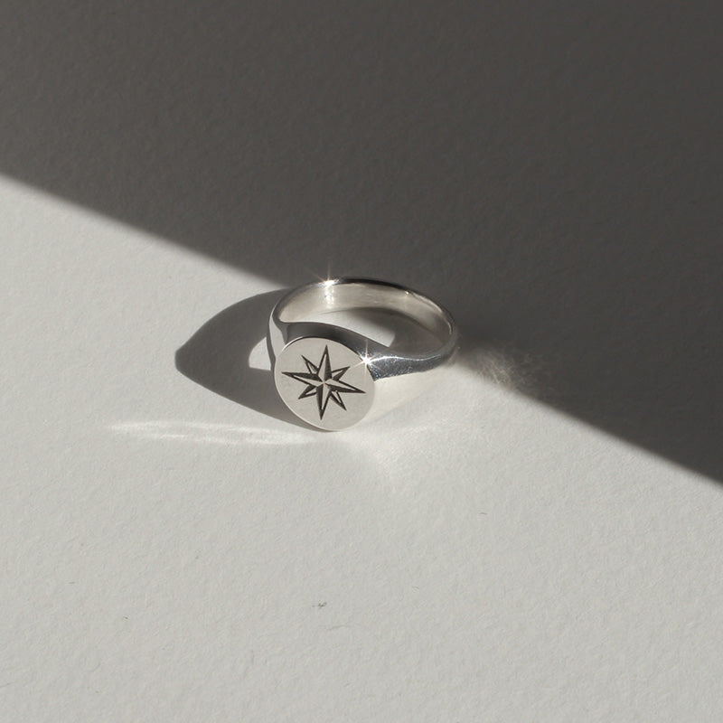 Compass Signet Ring in Sterling Silver - Futaba Hayashi