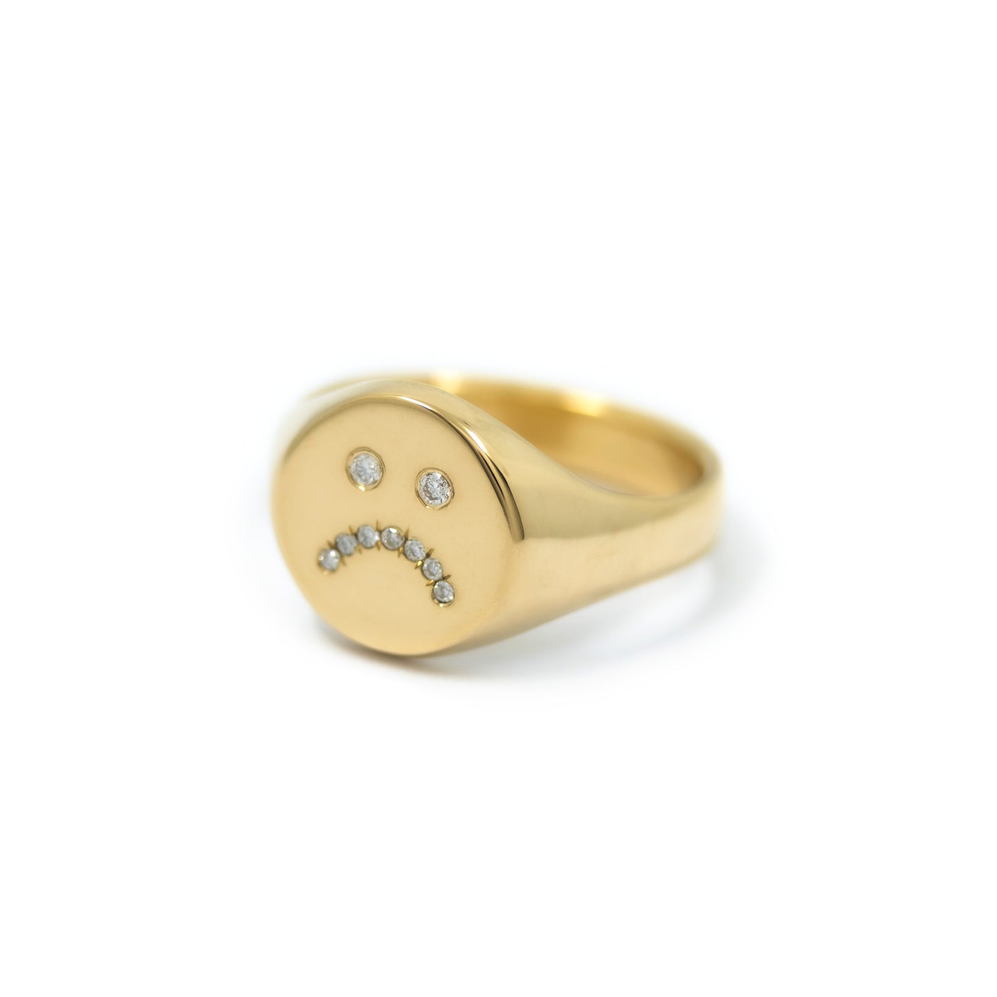 Sad Face Signet Ring - 14K Yellow Gold - Futaba Hayashi