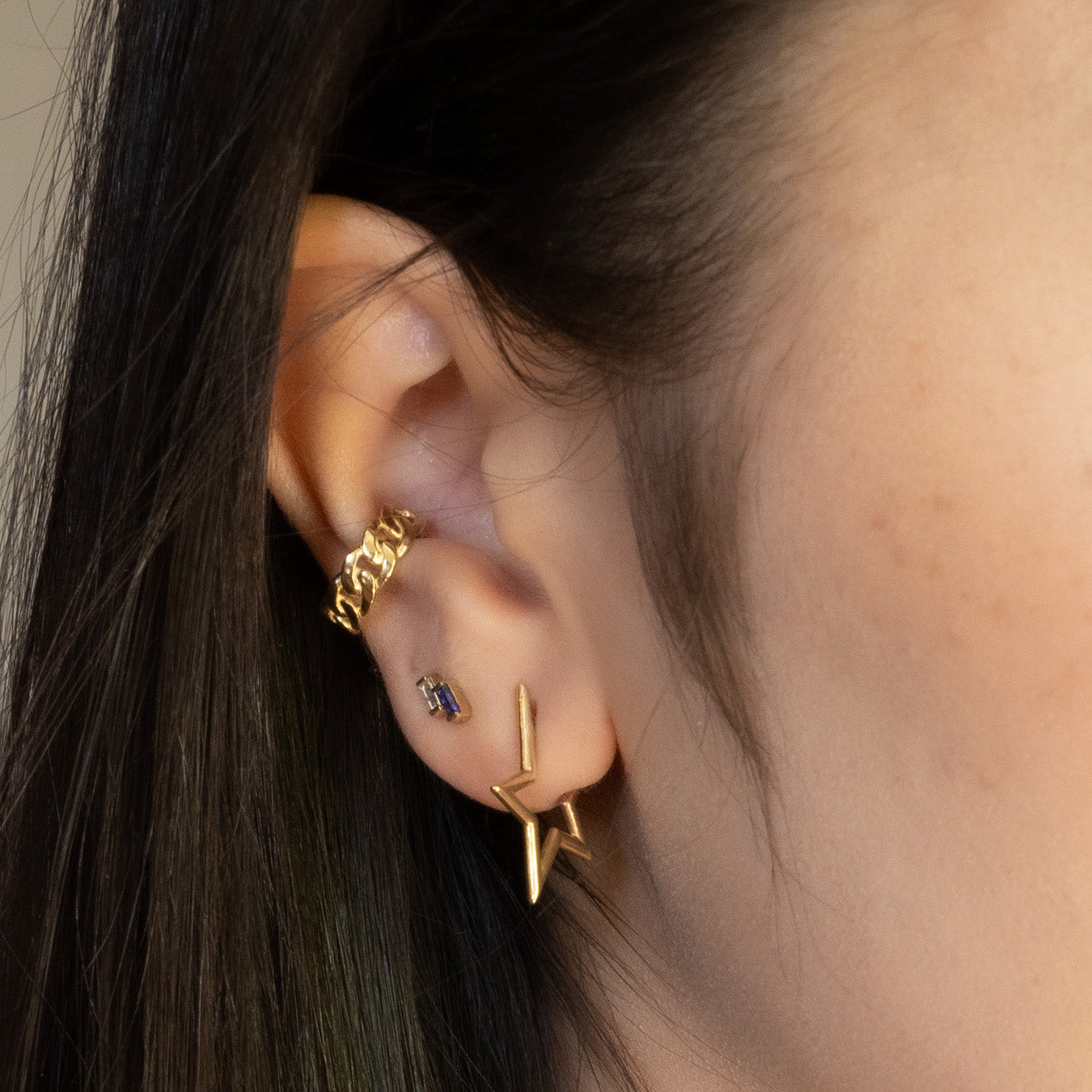Stella Earring - Star Open Hoop Earring 14K Yellow Gold - Futaba Hayashi