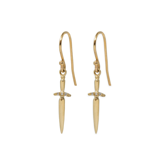 Diamond Dagger Earring - 14k Yellow Gold - Futaba Hayashi
