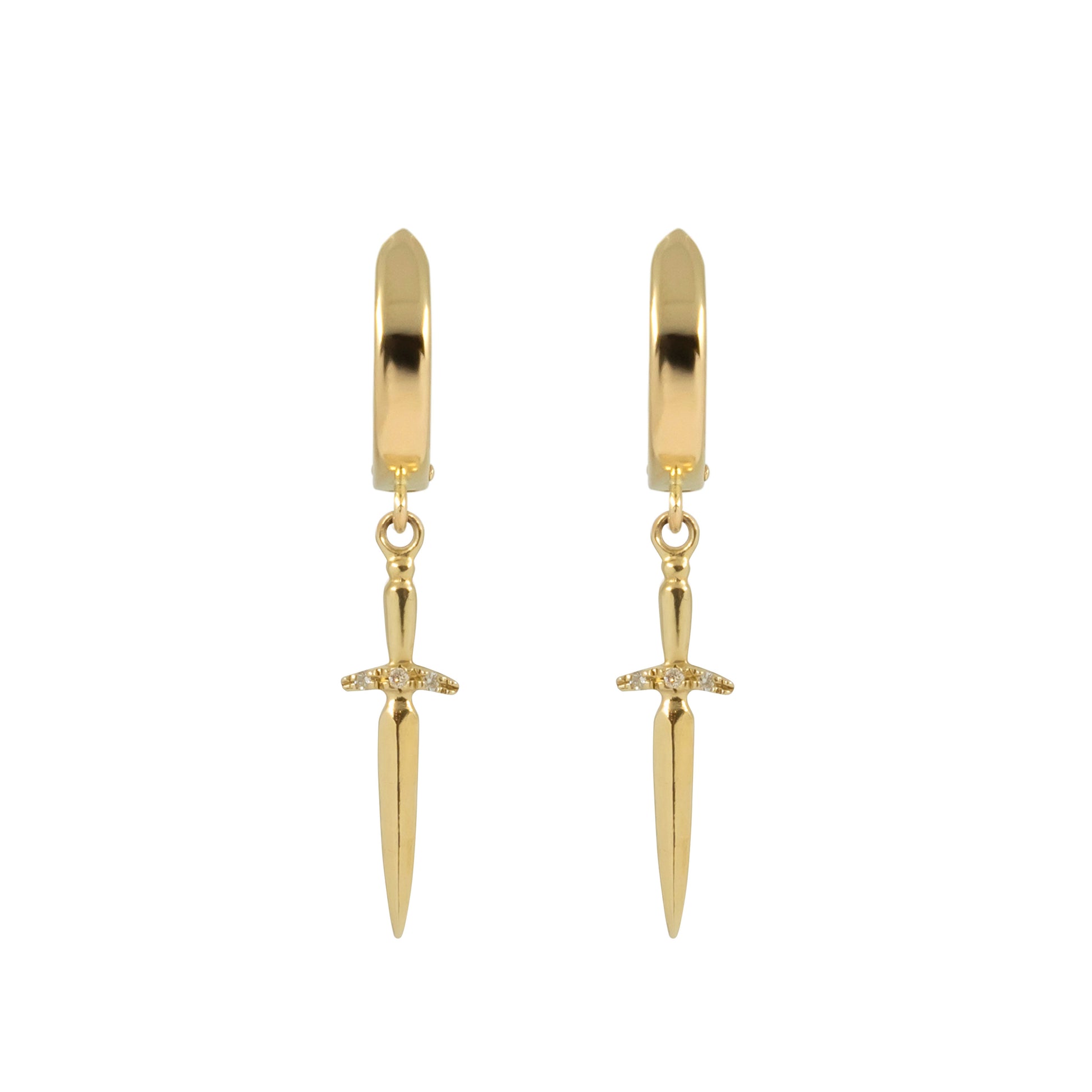 Diamond Dagger Earring - 14k Yellow Gold - Futaba Hayashi