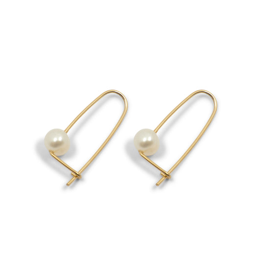 Pearl Wire Safety Pin Earring (Minimal) - 14k Yellow Gold