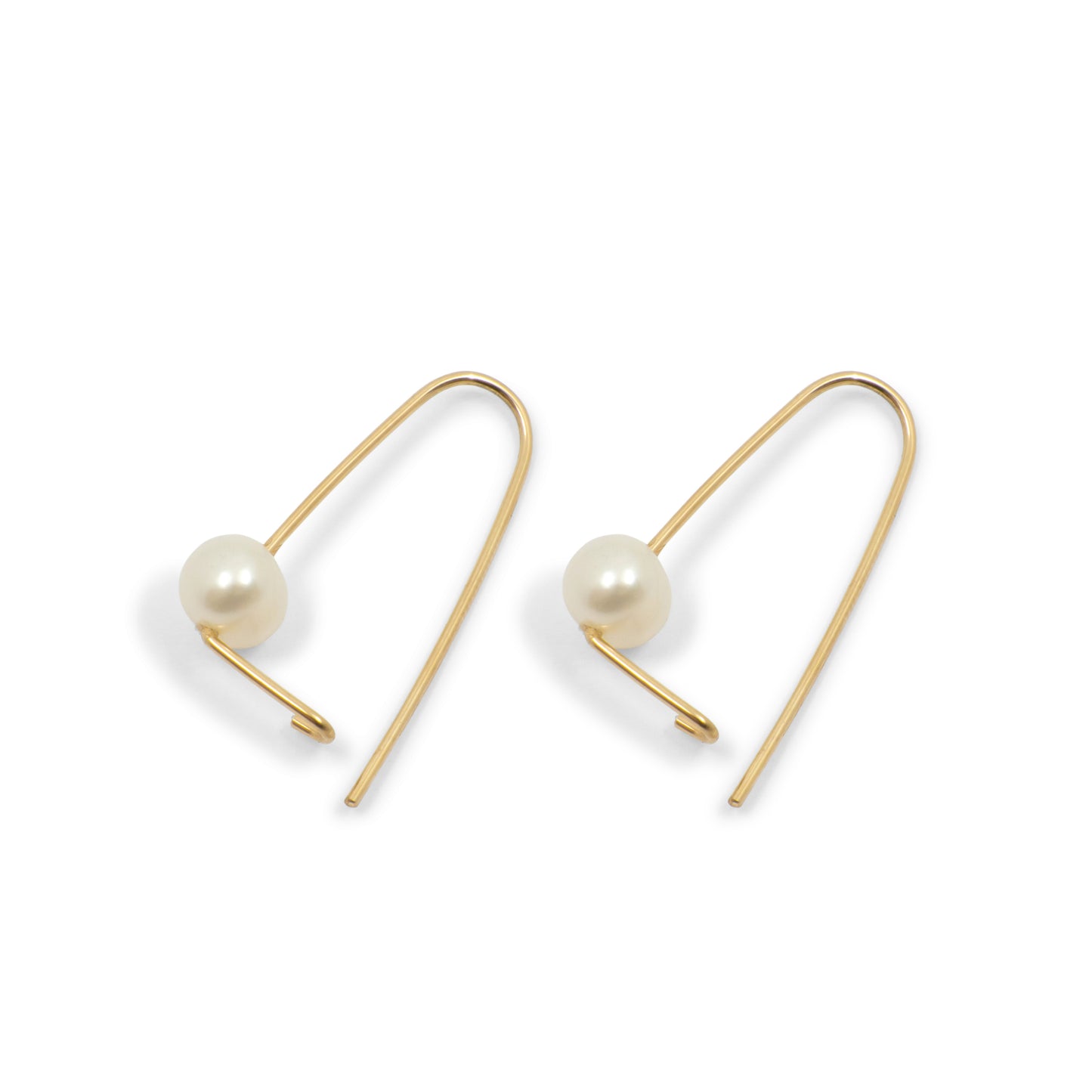Pearl Wire Safety Pin Earring (Minimal) - Sterling Silver & Gold Filled