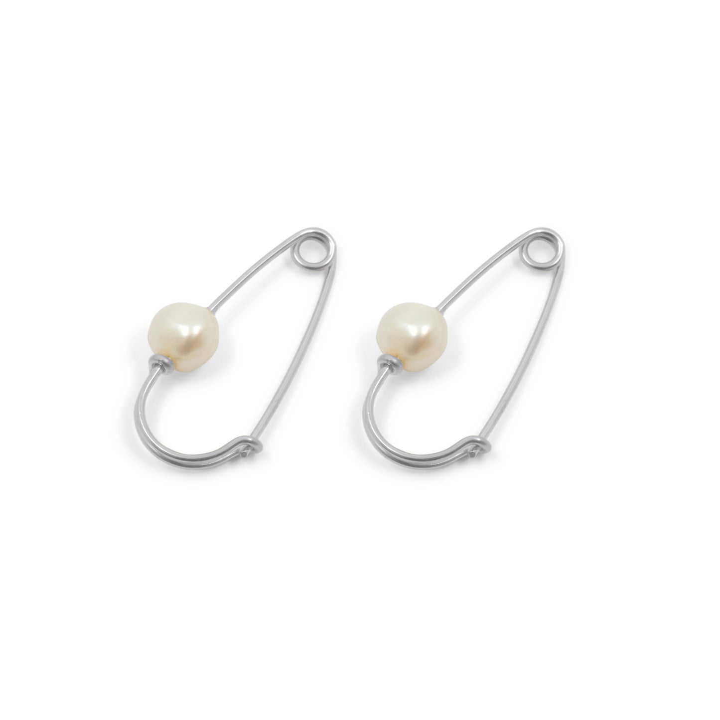 Pearl Wire Safety Pin Earring (Coiled) - Sterling Silver & Gold Filled