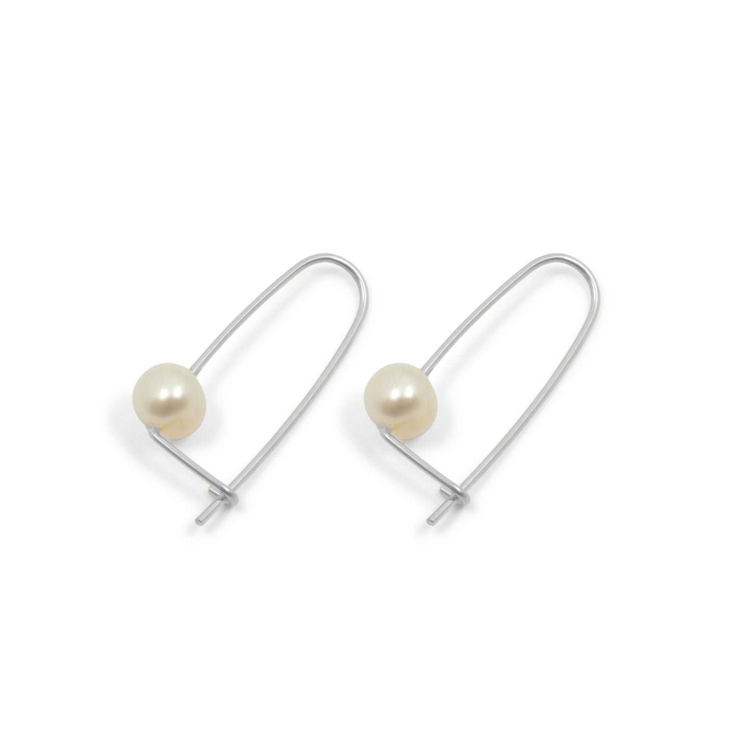 Pearl Wire Safety Pin Earring (Minimal) - Sterling Silver & Gold Filled
