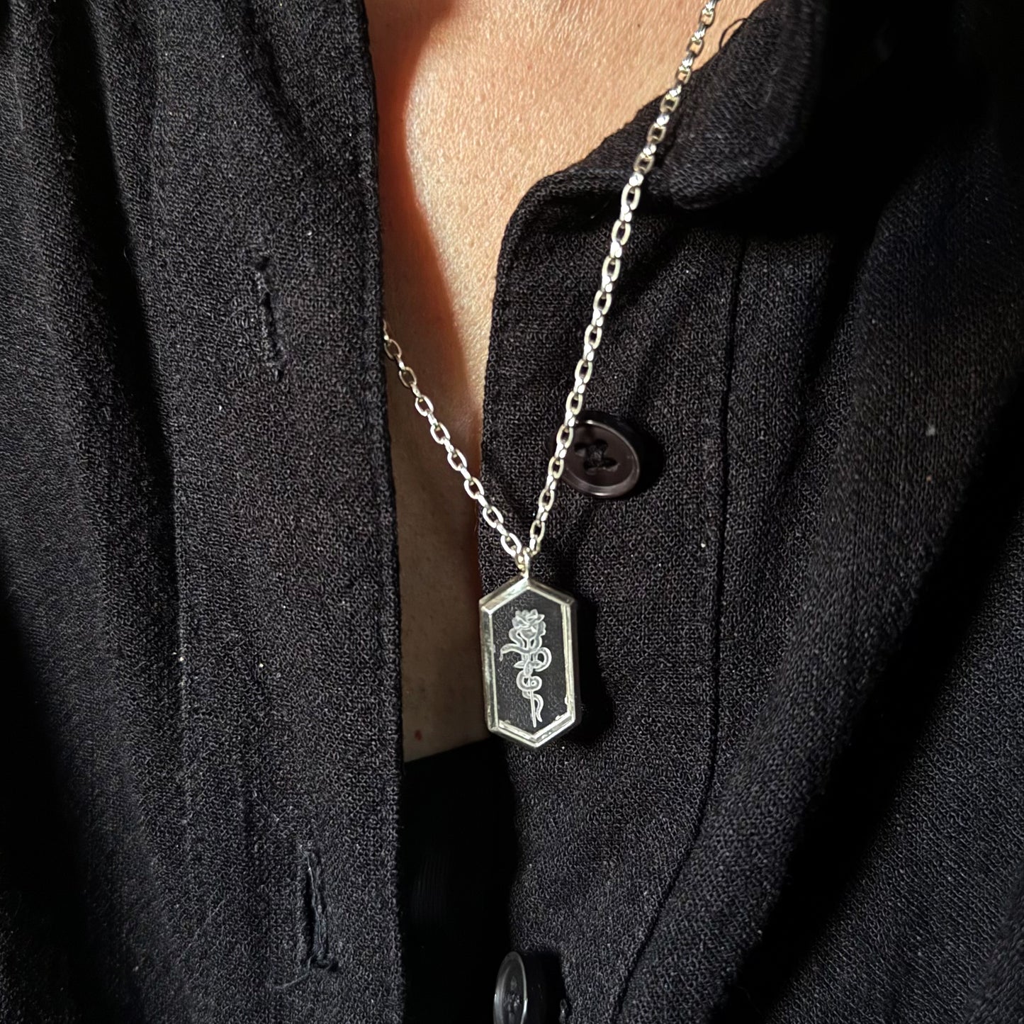 Quartz Intaglio Necklace - Sterling Silver