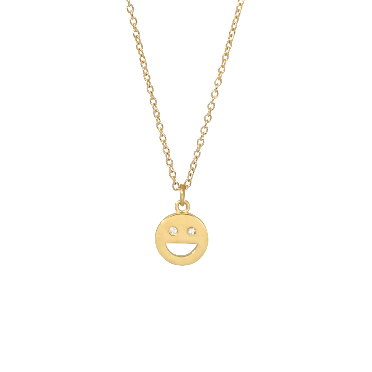 Happy Face Necklace - 14k Yellow Gold