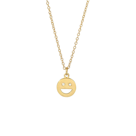 Happy Face Necklace - 14k Yellow Gold