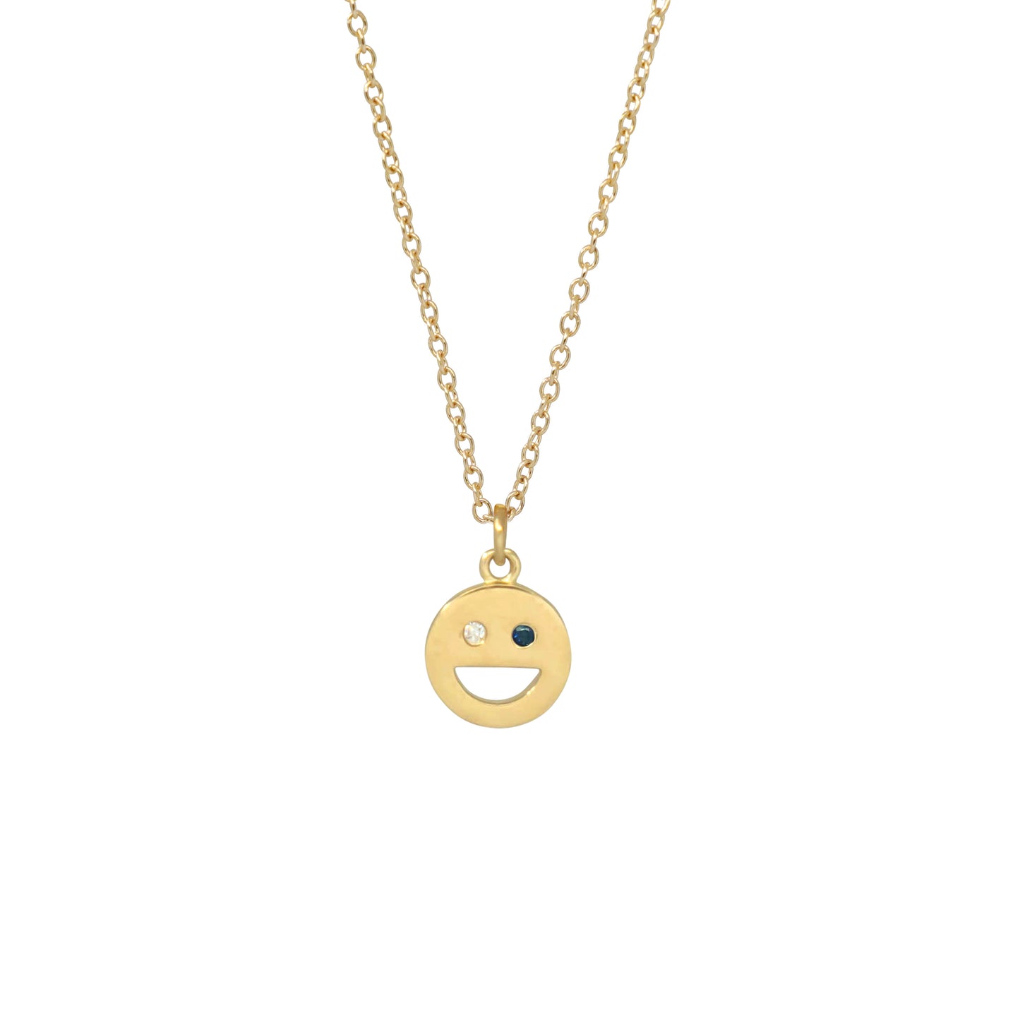 Happy Face Necklace - 14k Yellow Gold