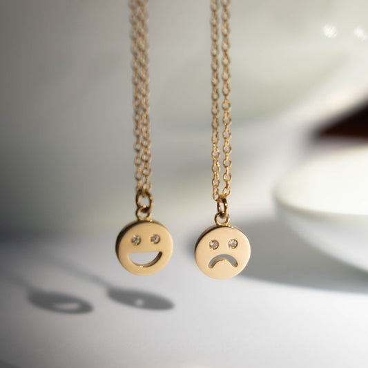 Happy Face Necklace - 14k Yellow Gold