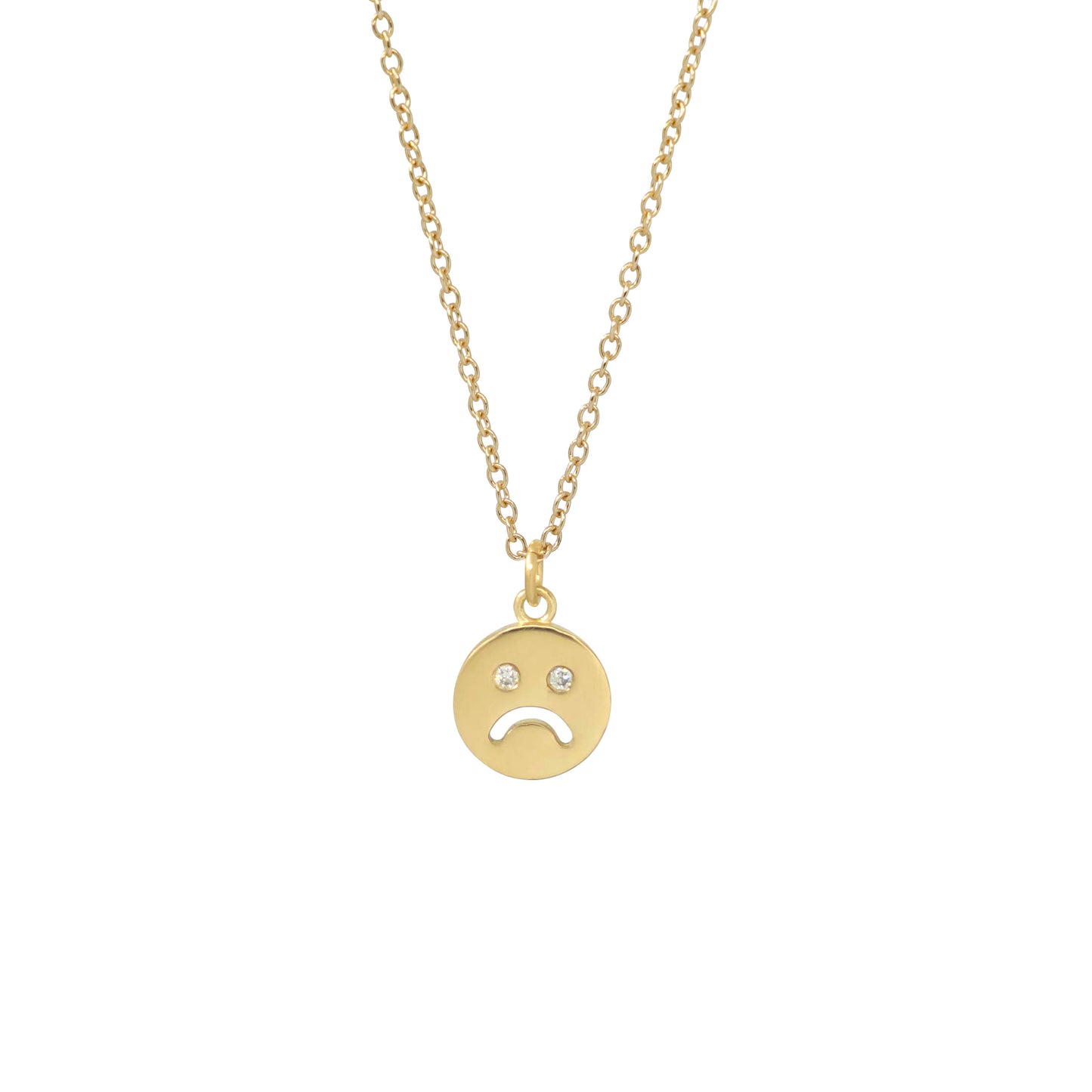 Sad Face Necklace - 14k Yellow Gold