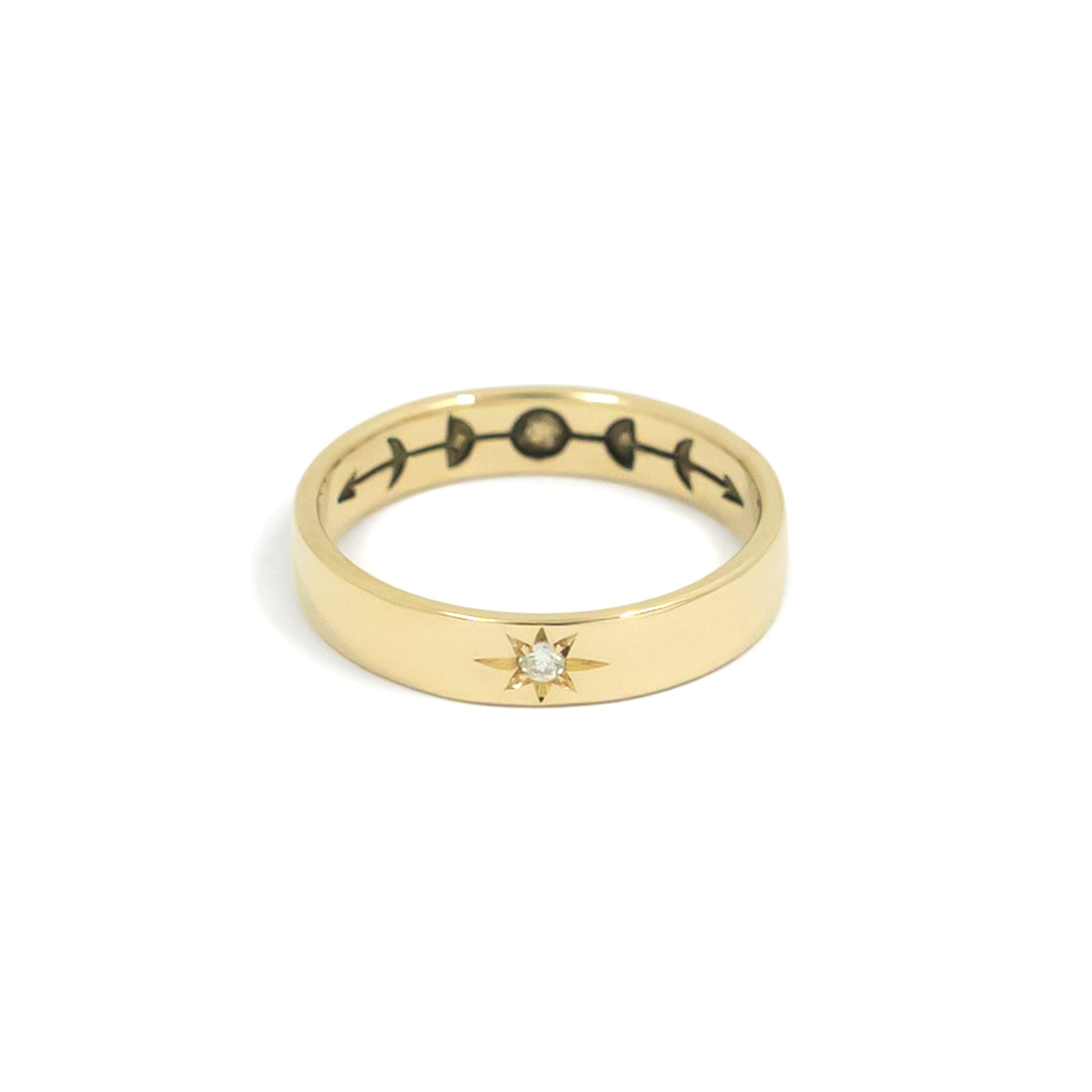 Sun & Moon Ring - 14k yellow gold