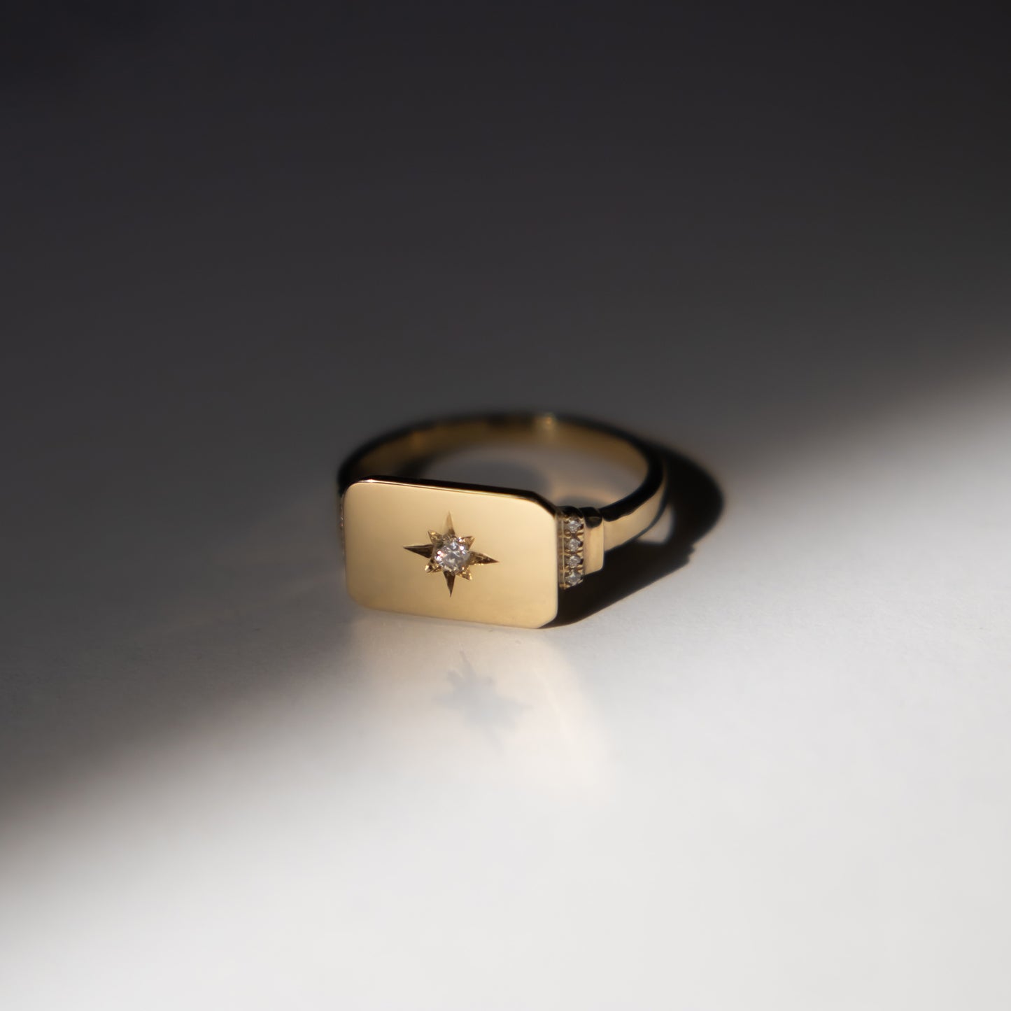 Keepsake North Star Signet Ring Rectangle - 14k yellow gold