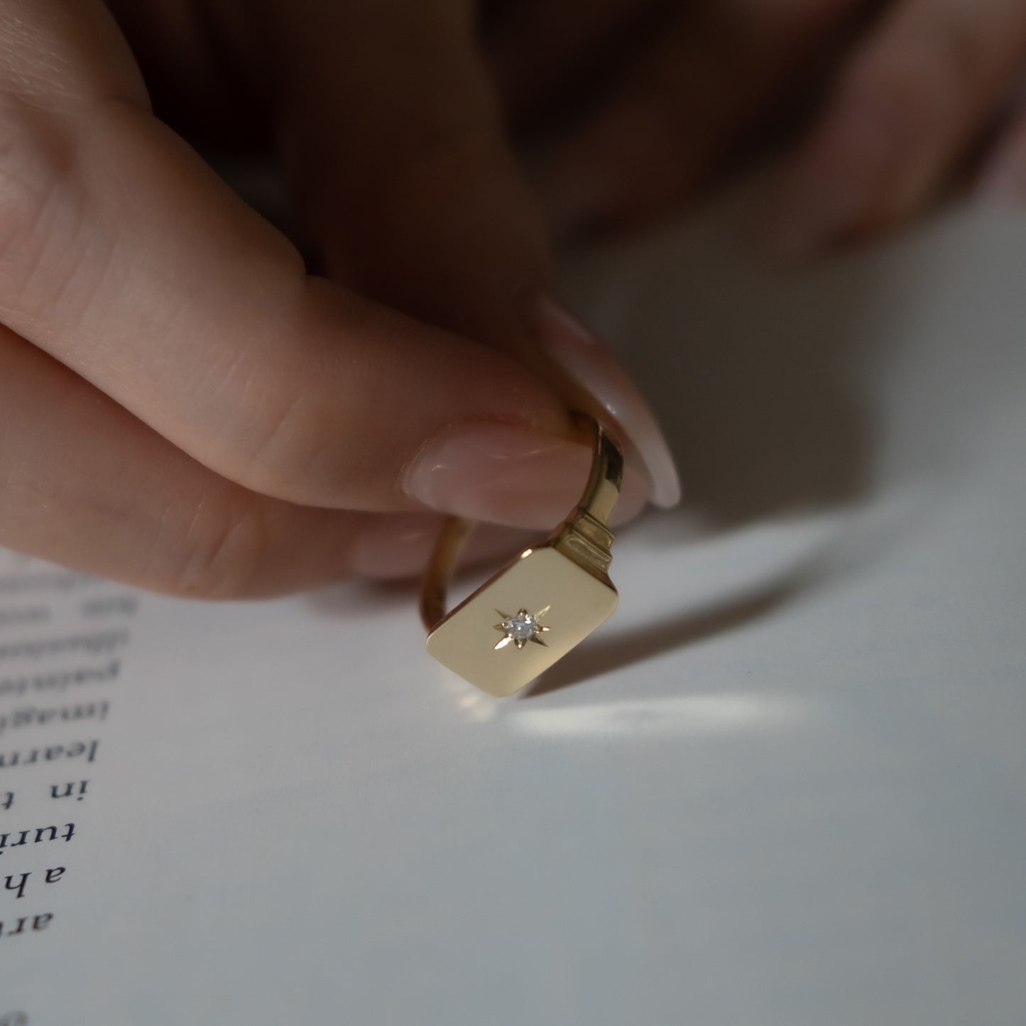 Keepsake North Star Signet Ring Rectangle - 14k yellow gold