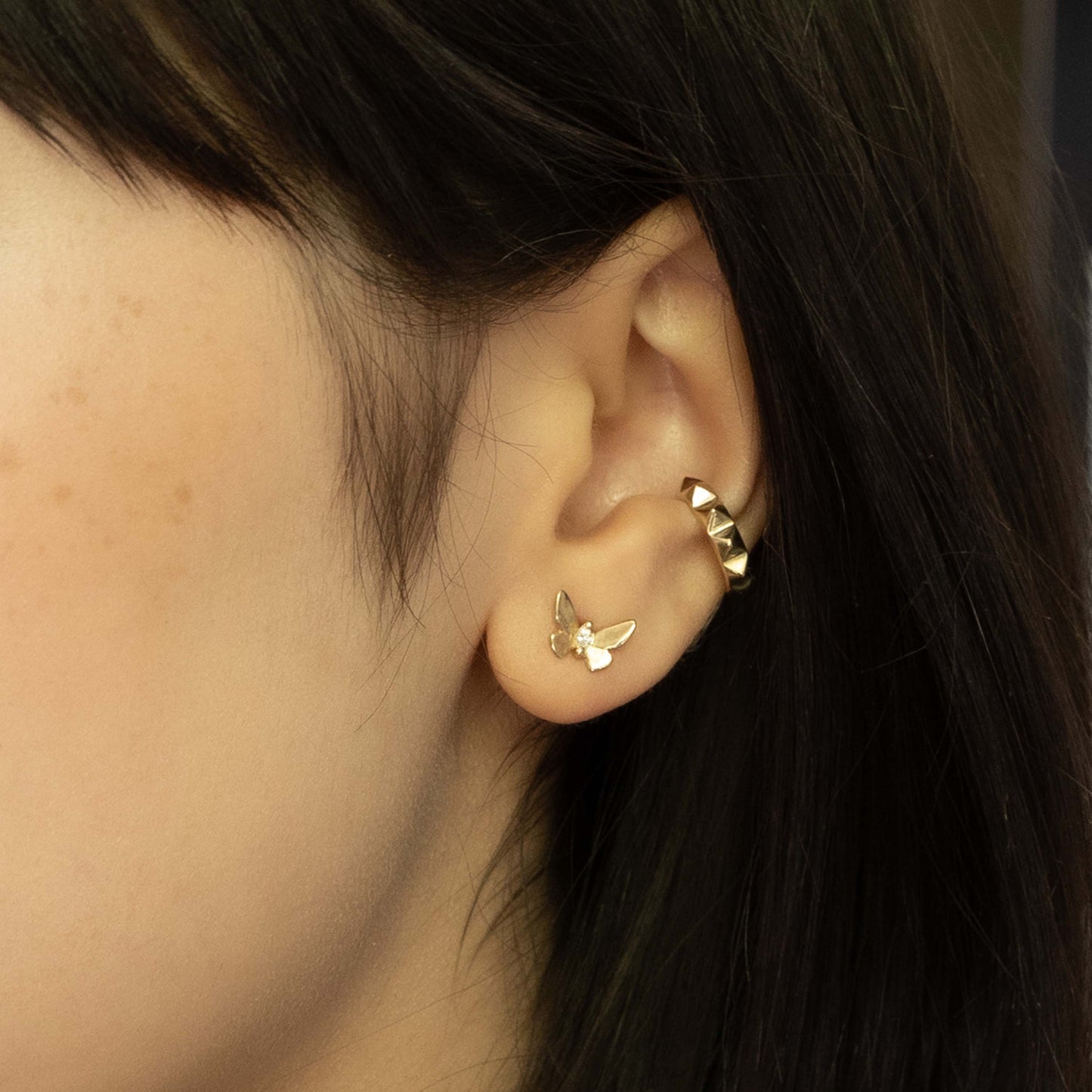 Debbie Ear Cuff Bold - Pyramid Spike Ear Cuff 14k Yellow Gold - Futaba Hayashi