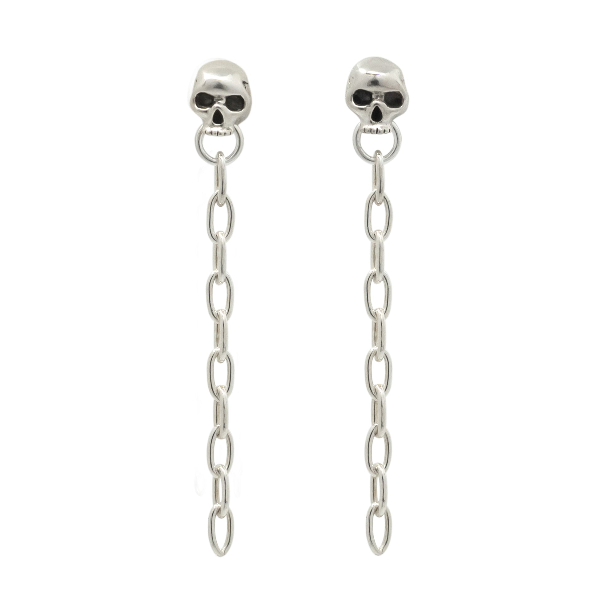 Skull Door Knocker & Chain Earring - Sterling Silver - Futaba Hayashi