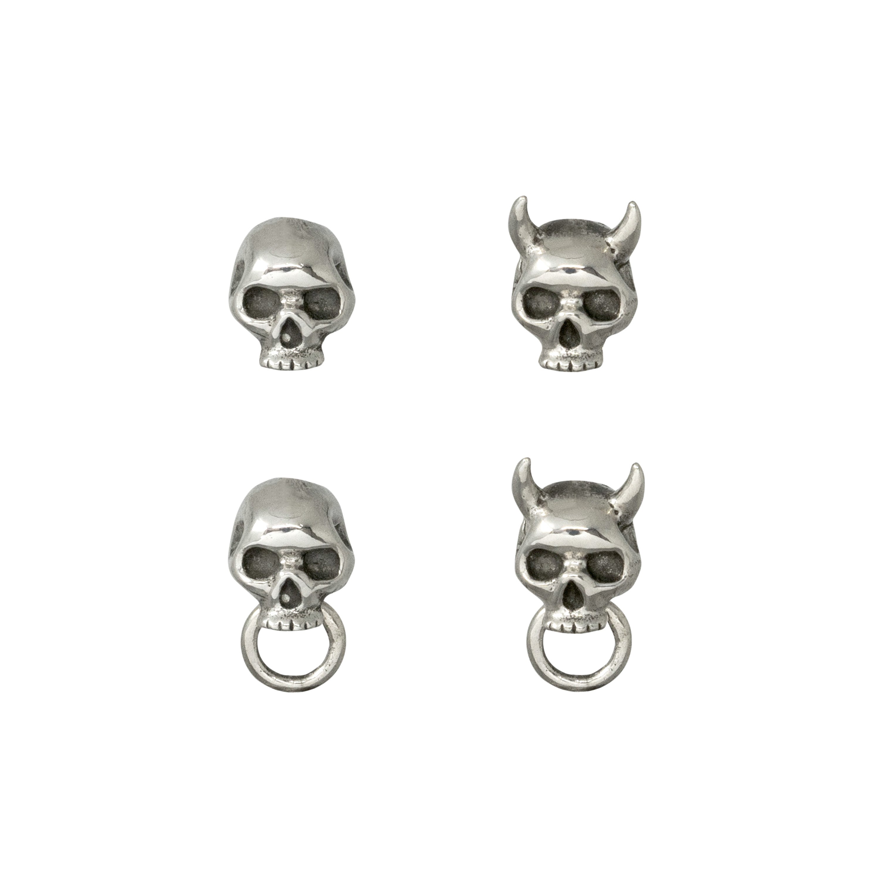 Skull Stud Earrings - Sterling Silver