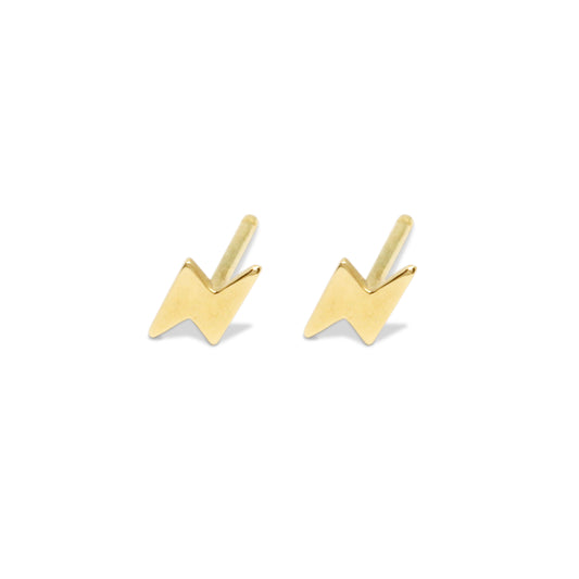 Lightning Bolt Stud Earring - 14k Yellow Gold