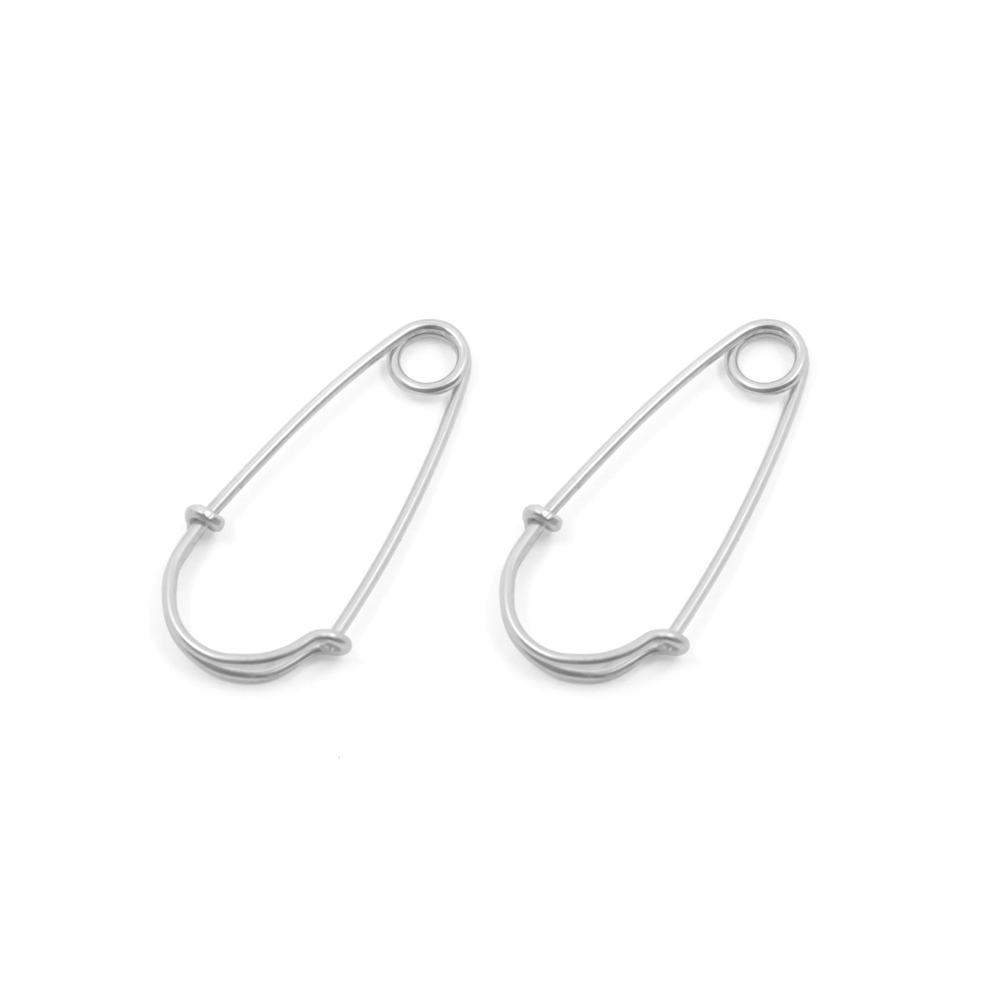 Wire Safety Pin Earring (Coiled) - Sterling Silver & Gold Filled - Futaba Hayashi