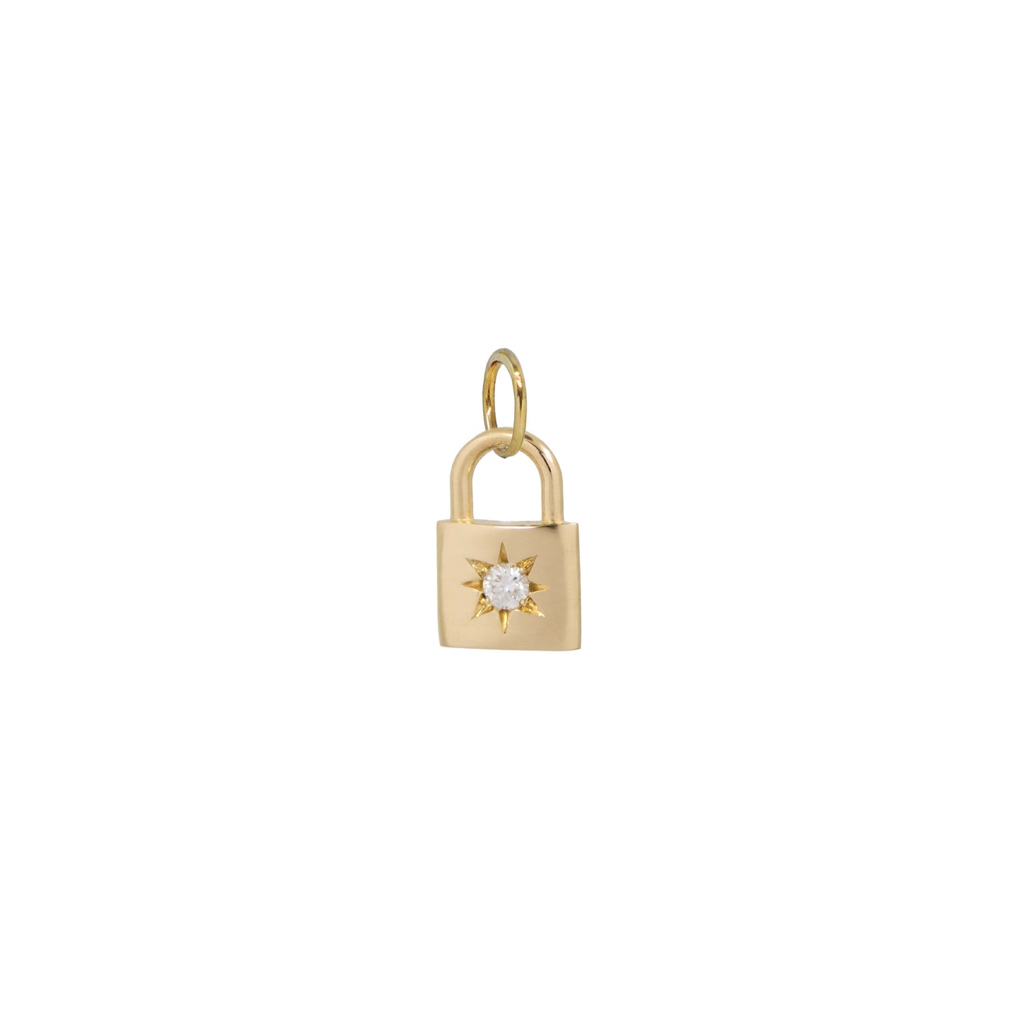 North Star Padlock Necklace - 14k Yellow Gold